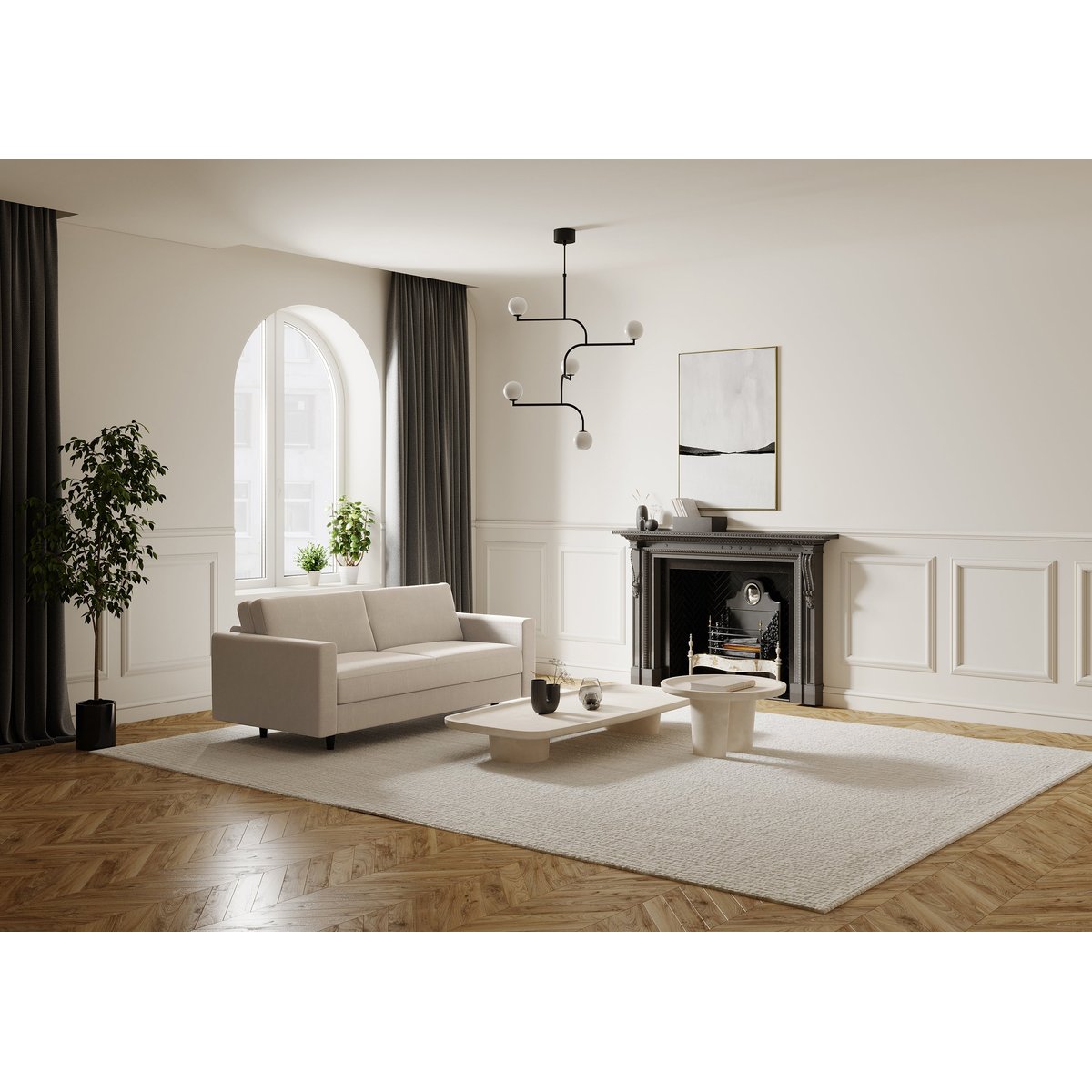 Canapé en tissu tramé Hailie Jade beige, SIA HOME