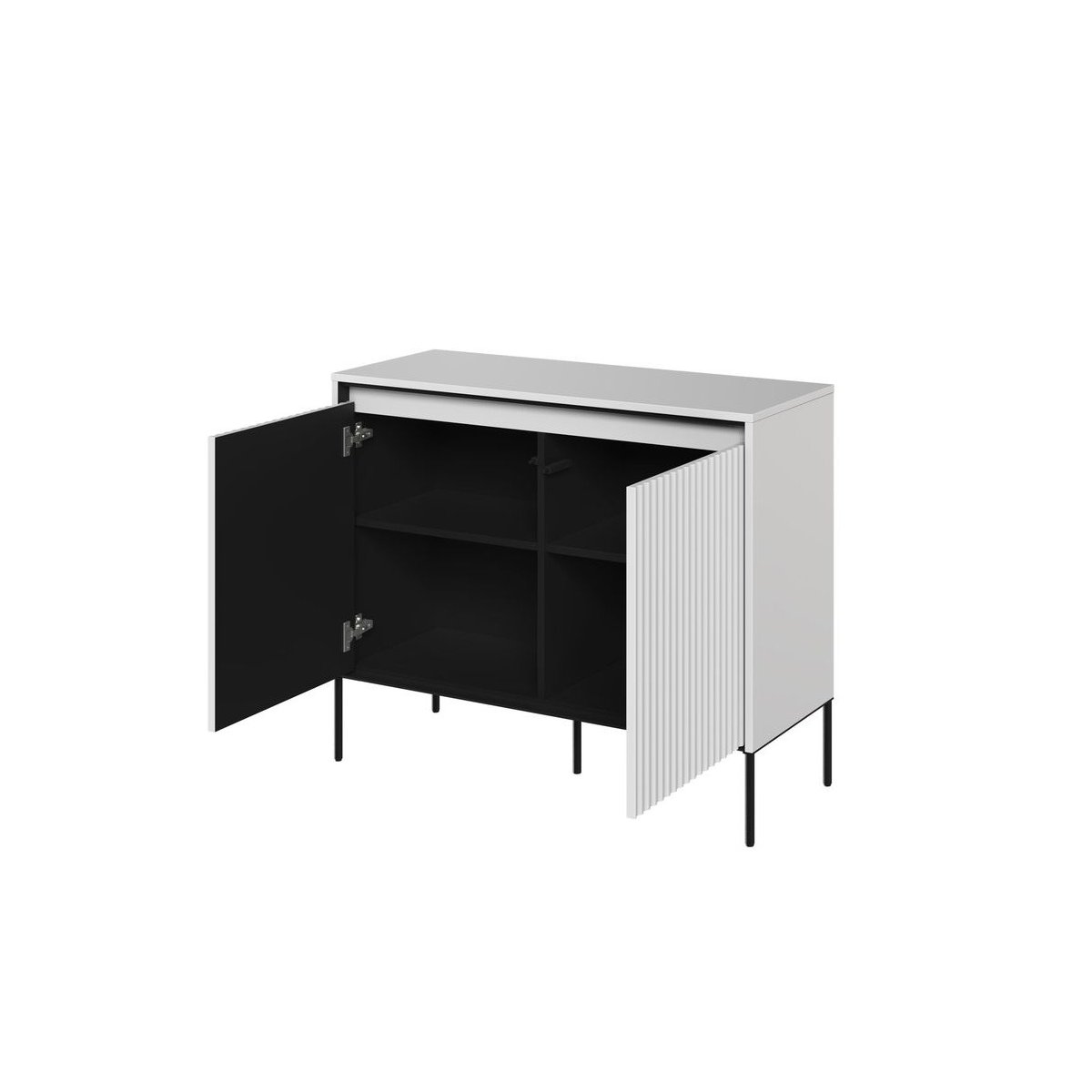 Buffet bas en panneaux de particules 2 portes 98 cm, LENARA blanc, BOBOCHIC