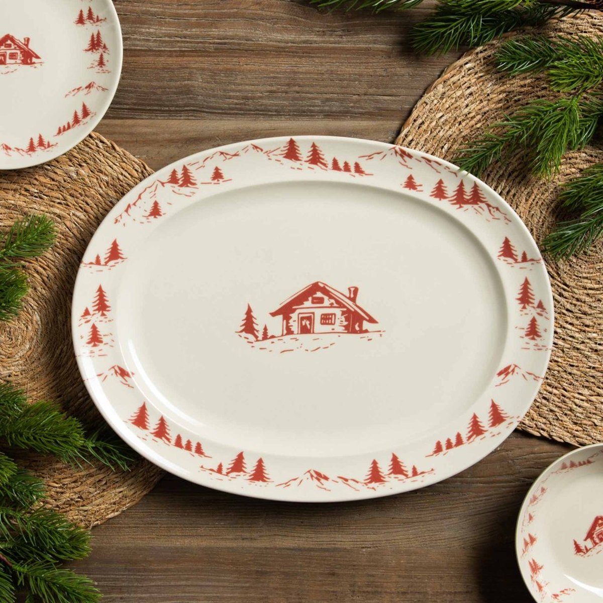 Plat ovale Alpages   42 cm x 30 cm rouge, TABLE PASSION