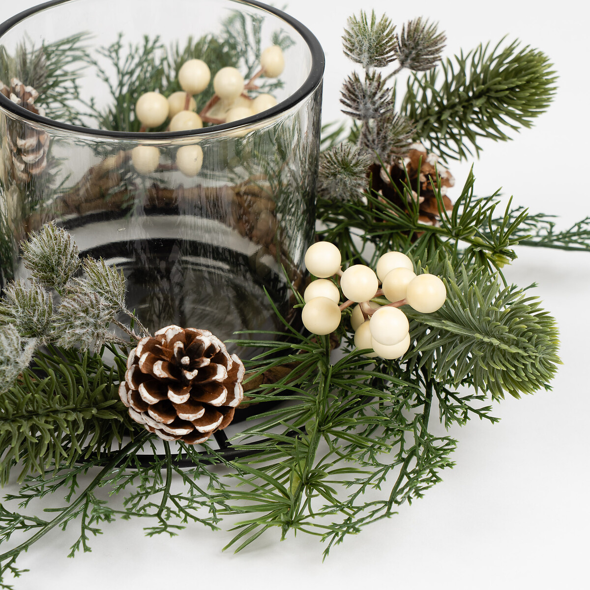 30cm Winter Pine Candle Holder green, SO'HOME
