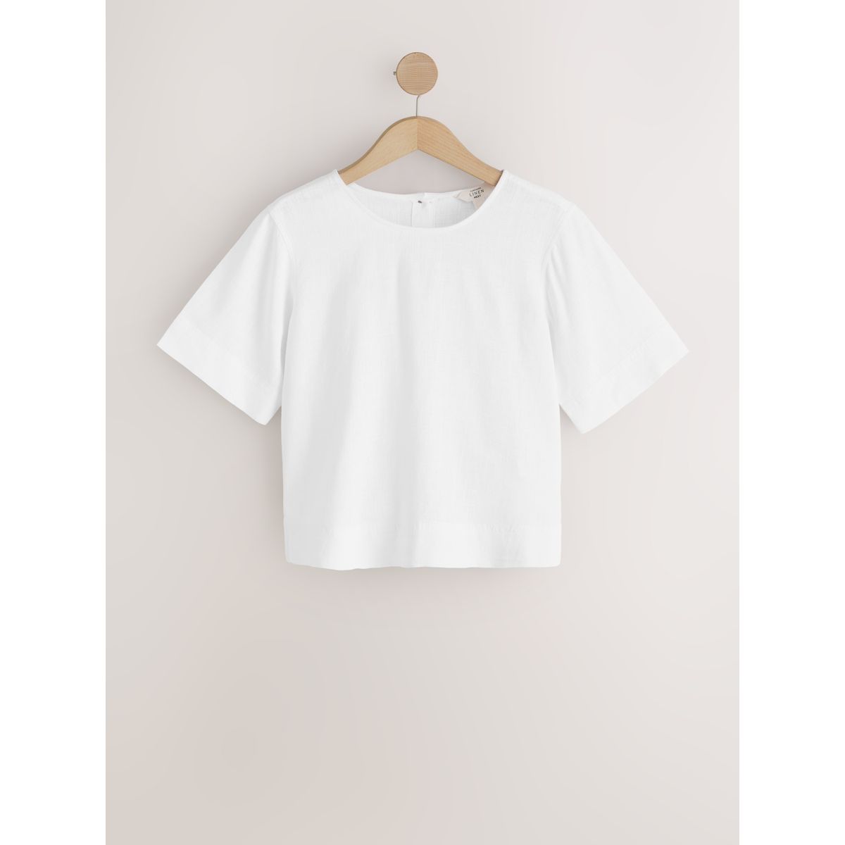 T-shirt carré à manches courtes avec lin blanc, NEXT