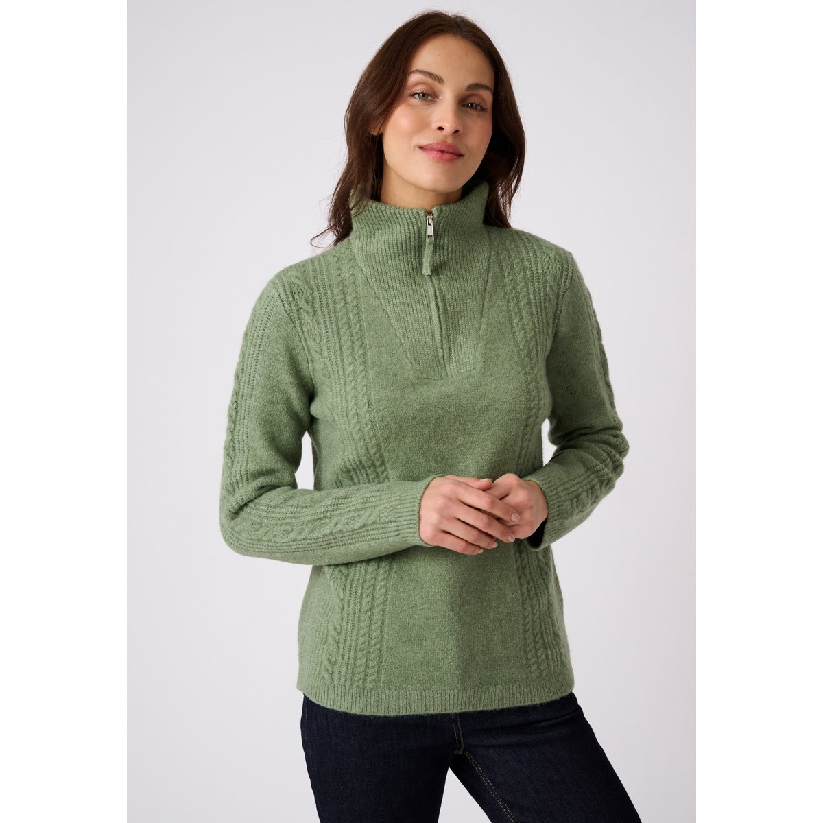 Pull col camionneur à torsades Thermolactyl vert, DAMART