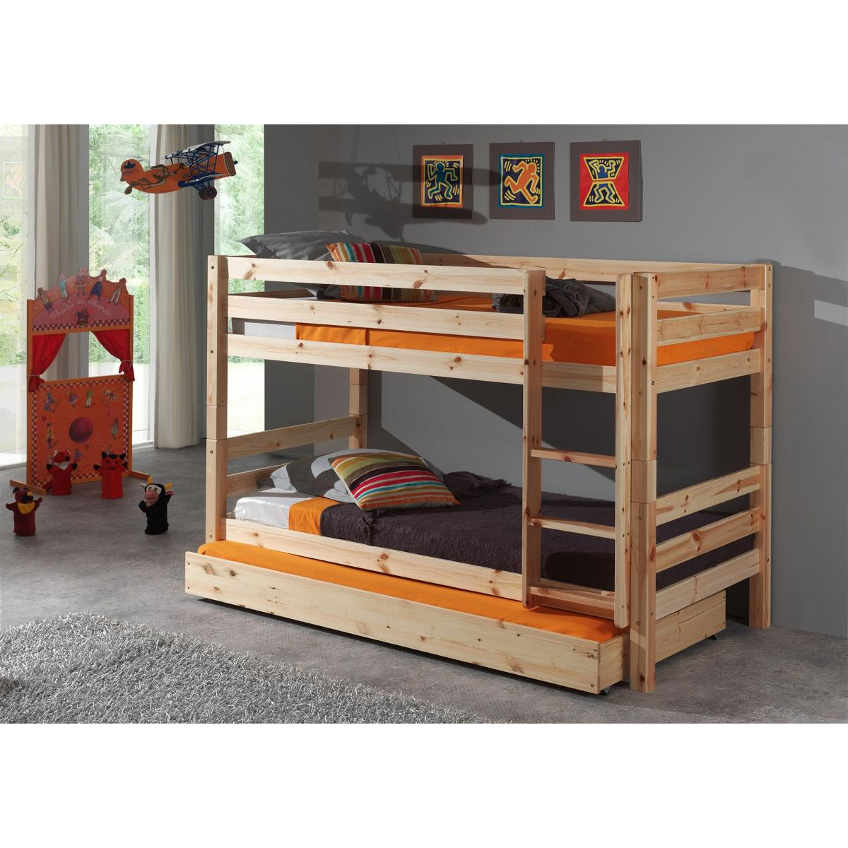 PINO Lits superposés pin massif Naturel couleur unique, VIPACK