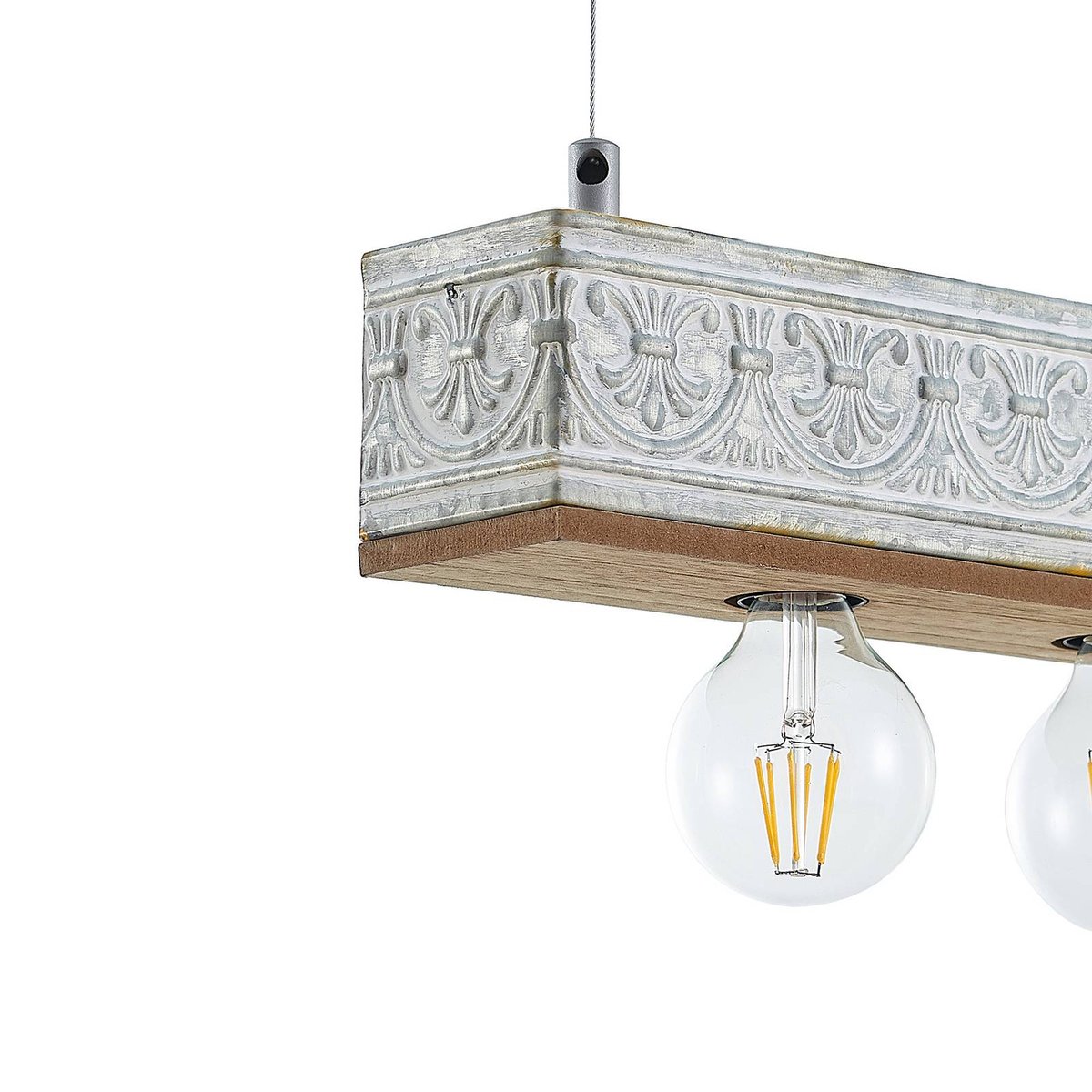 Suspension en bois vintage, Mella bois clair, blanc ancien galvanisé, LINDBY