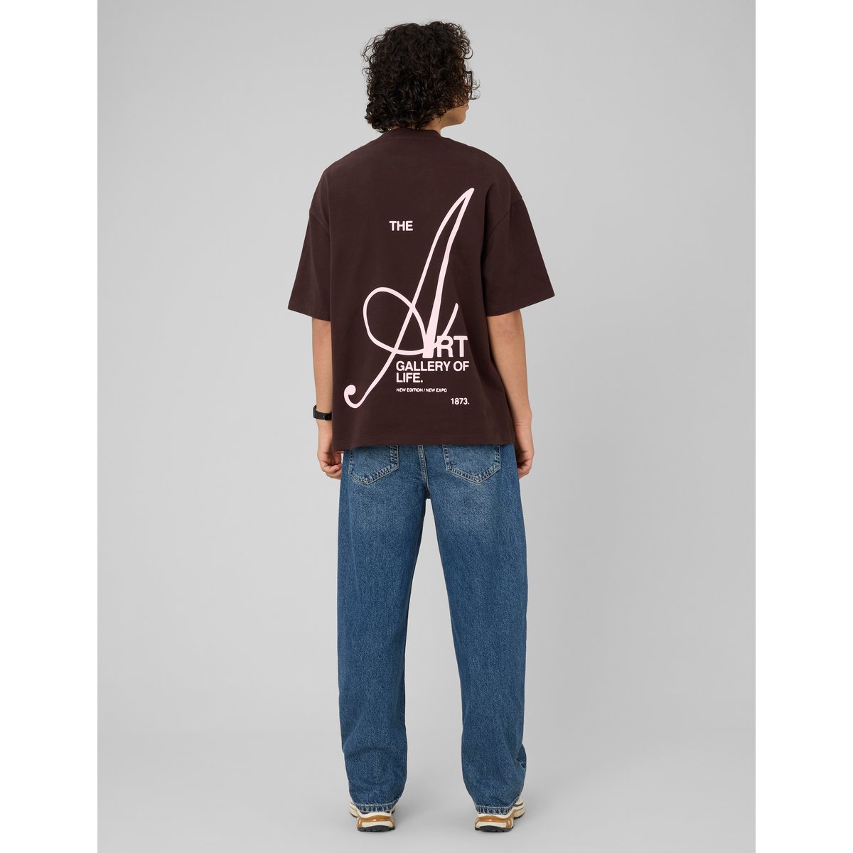 T-shirt épais imprimé devant / dos marron foncée, BZB