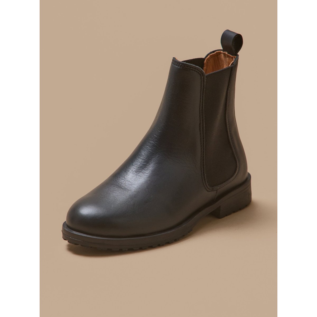 Boots chelsea cuir encre, CYRILLUS