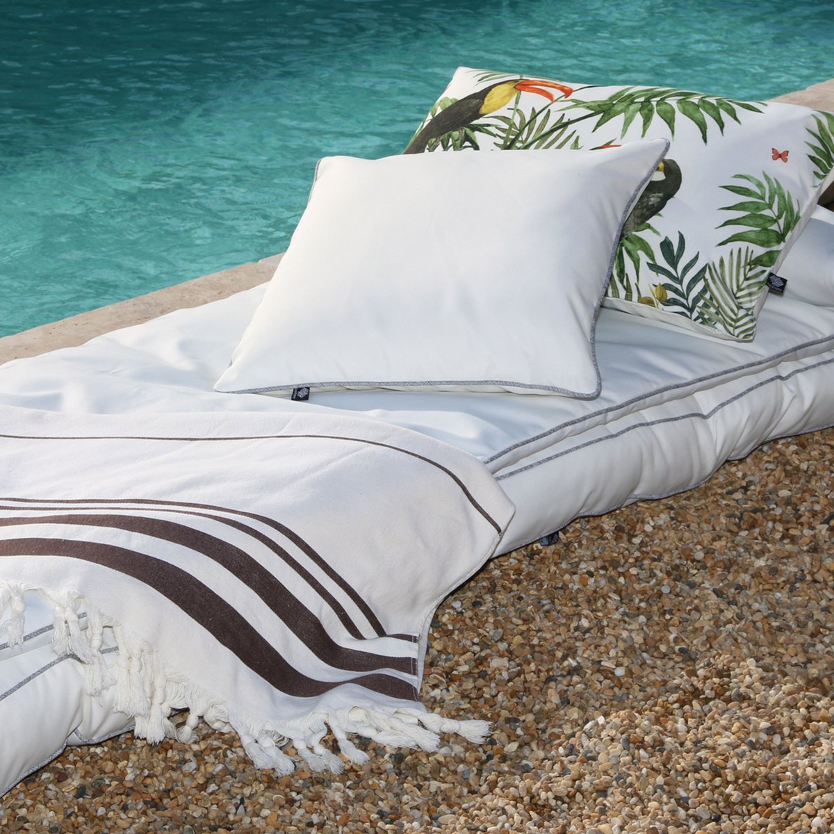 Matelas bain de soleil uni ecru, SUD ETOFFE