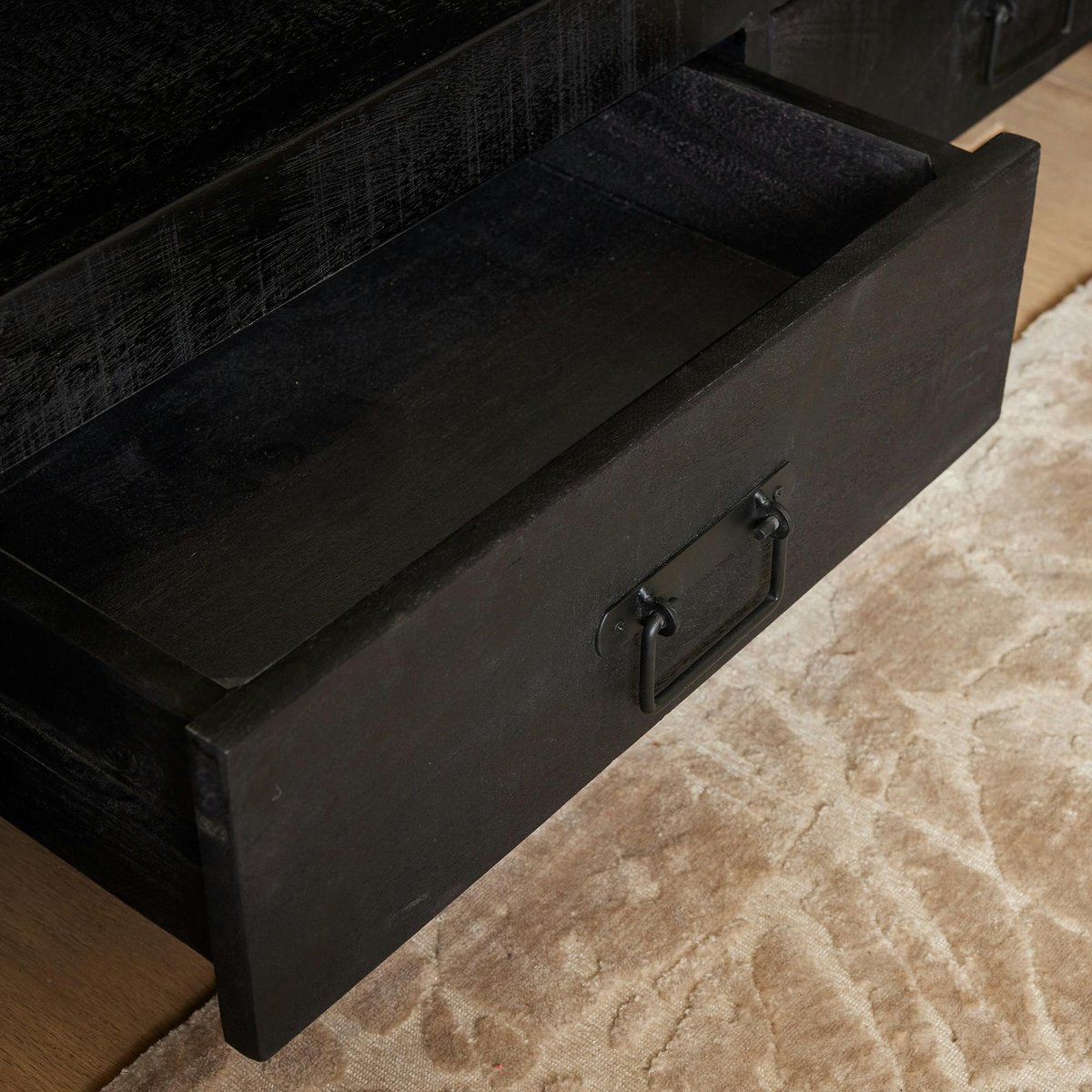 Meuble TV 3 tiroirs en bois MILORA noir, PIER IMPORT