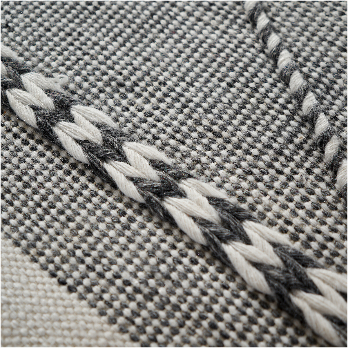 Plaited Stripe Design Indoor/Outdoor Rug grey + white, SO'HOME
