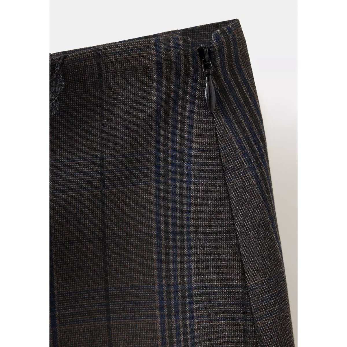 Jupe tartan avec bordure en dentelle gris, MANGO