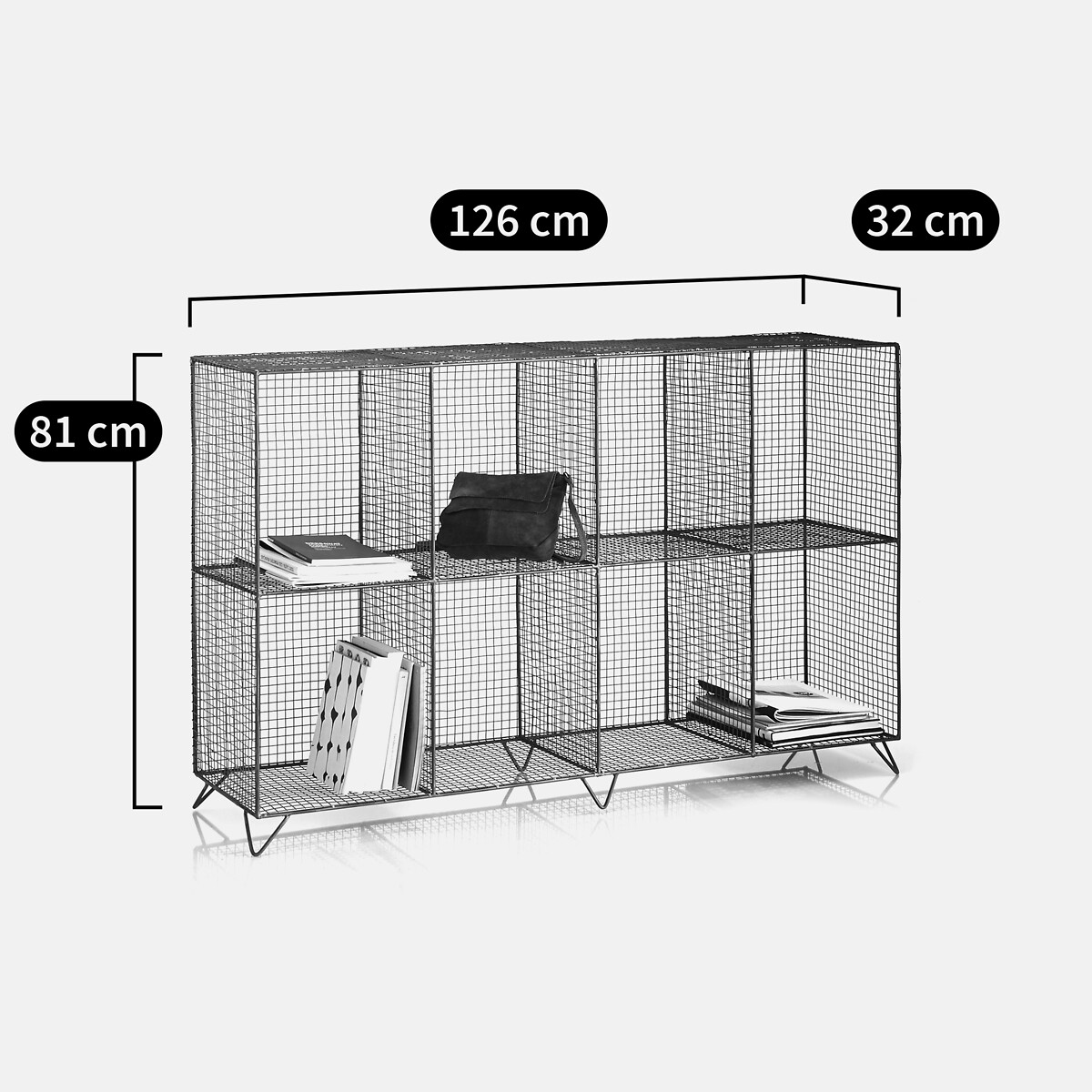 Etagère à poser en métal fer, 8 casiers, AREGLO gris, LA REDOUTE INTERIEURS