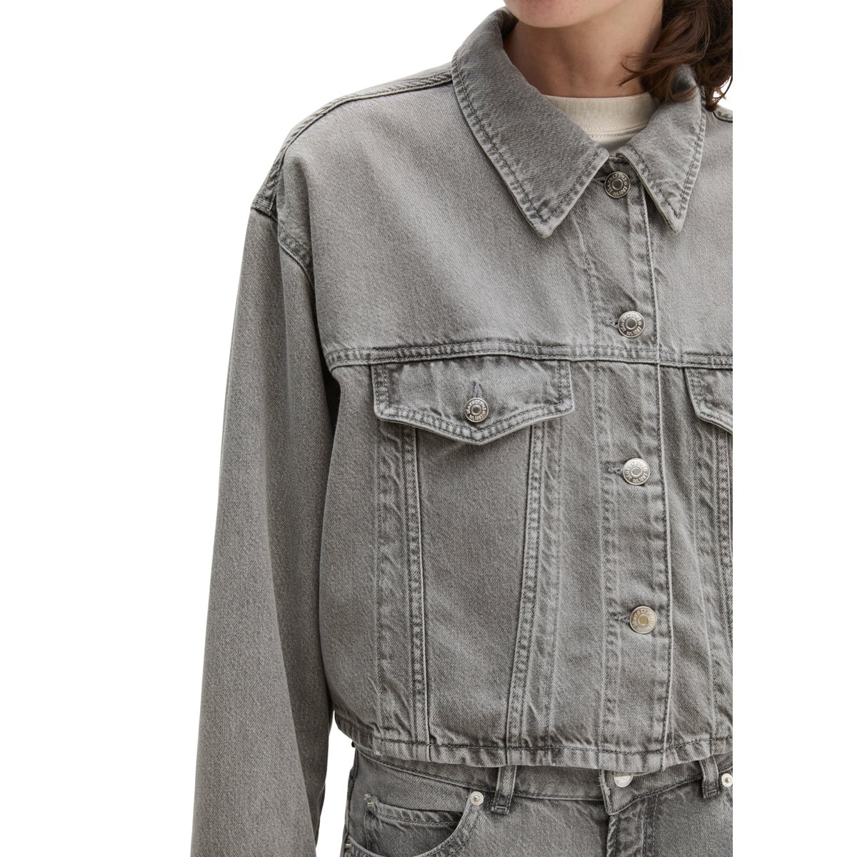 Veste en jean relaxed en mélange de lyocell et de coton bio gris clair, MARC O'POLO