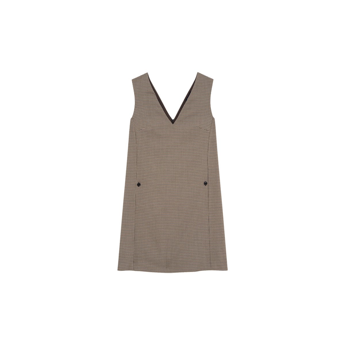 Robe courte col v laine RMILOR taupe, CAROLL