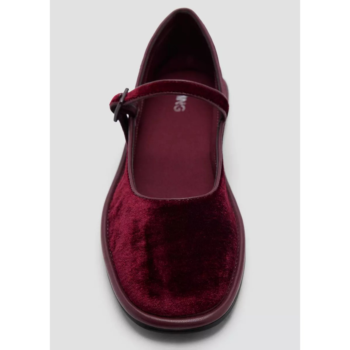 Ballerines en velours à boucle bordeaux, MANGO TEEN
