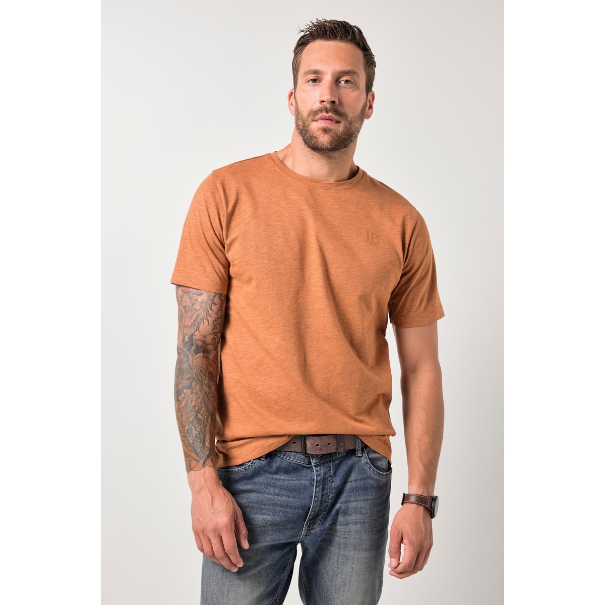 T-shirt en jersey chiné, manches courtes argousier, JP1880