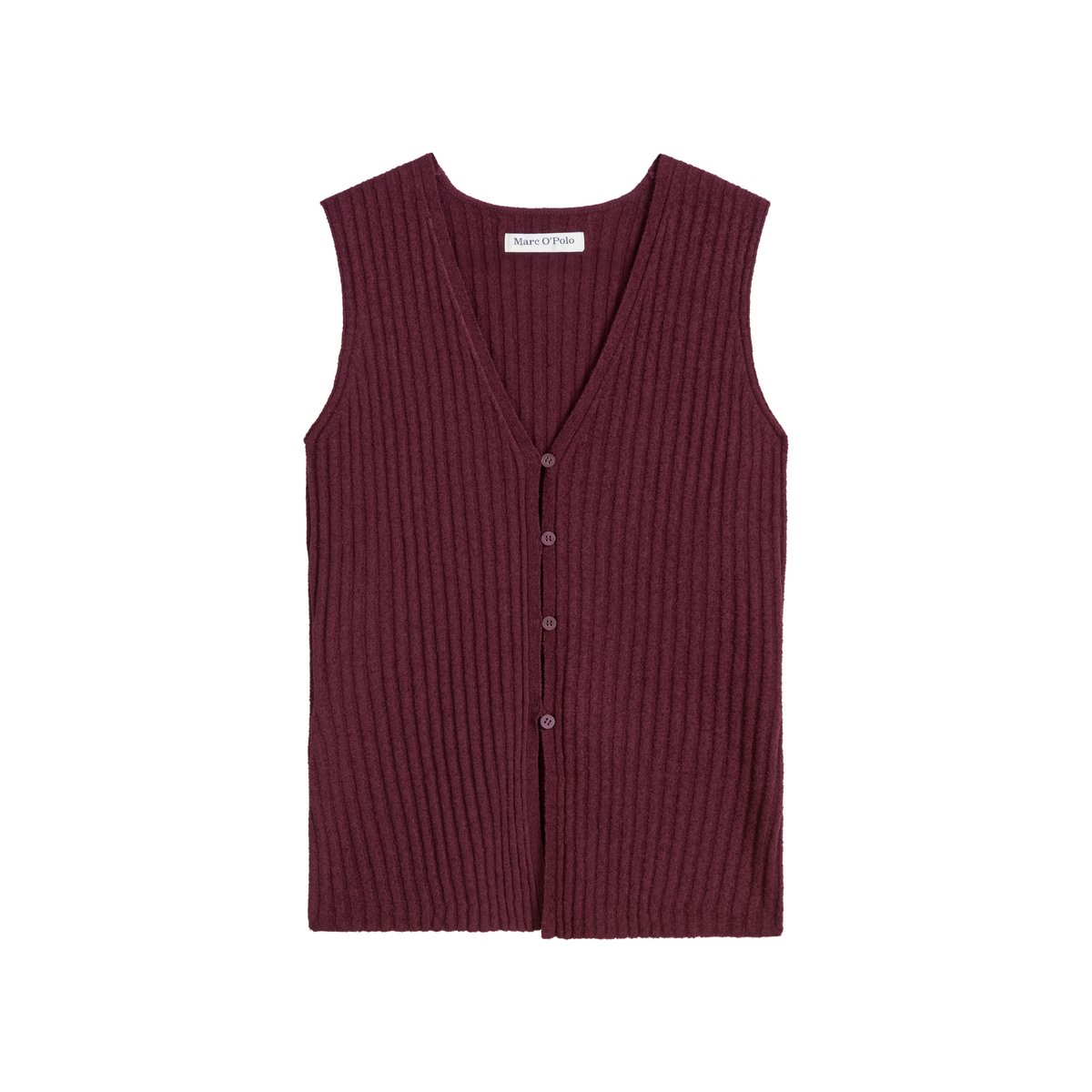 Gilet slim en mélange de coton organique côtelé rouge fonce, MARC O’POLO DENIM