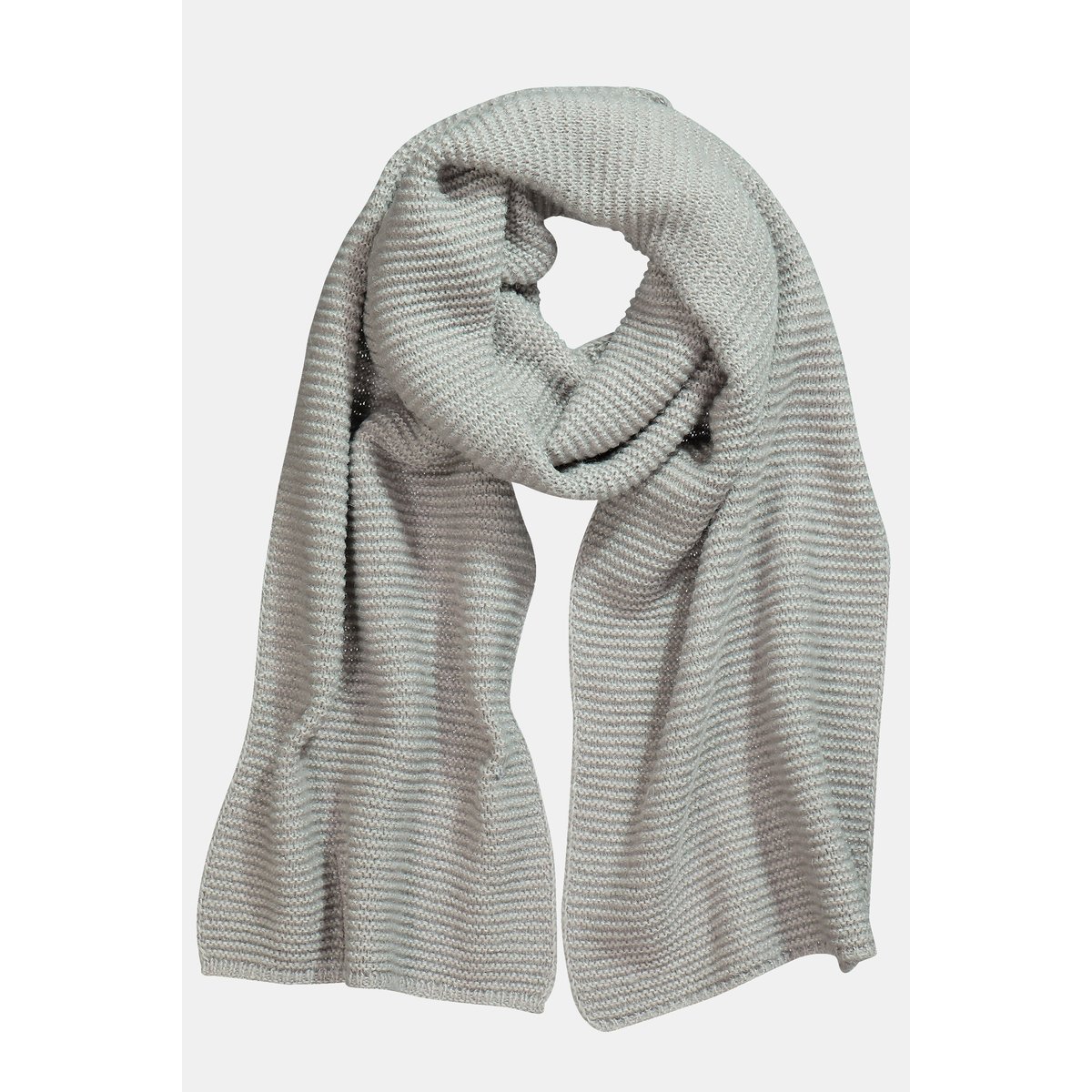 Écharpe tricotée en laine mélangée gris clair chiné, ULLA POPKEN