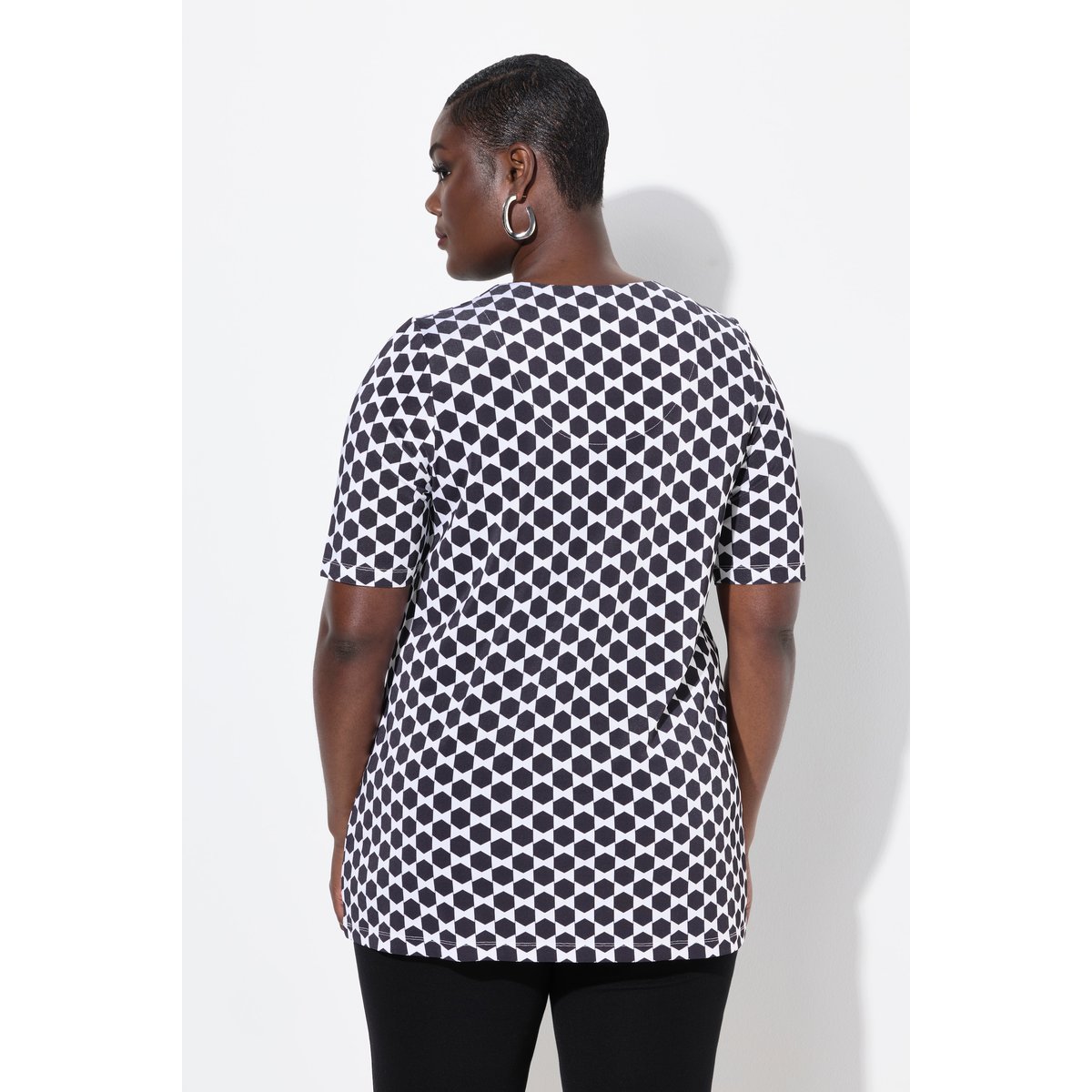 T-shirt en tissu piqué au tombé fluide blanc neige, ULLA POPKEN