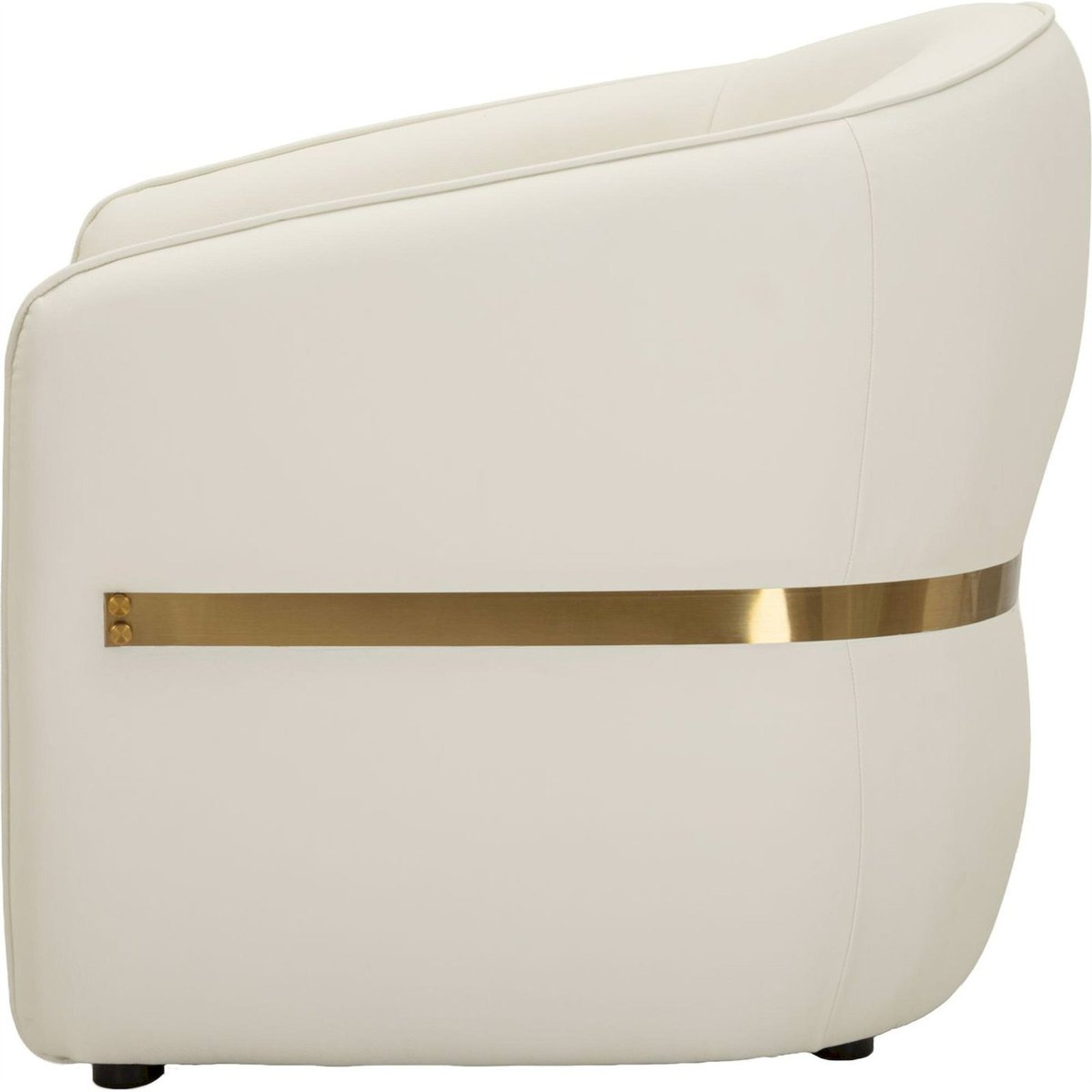 Fauteuil enveloppant détail métal MODERN blanc et or, RECOLLECTION