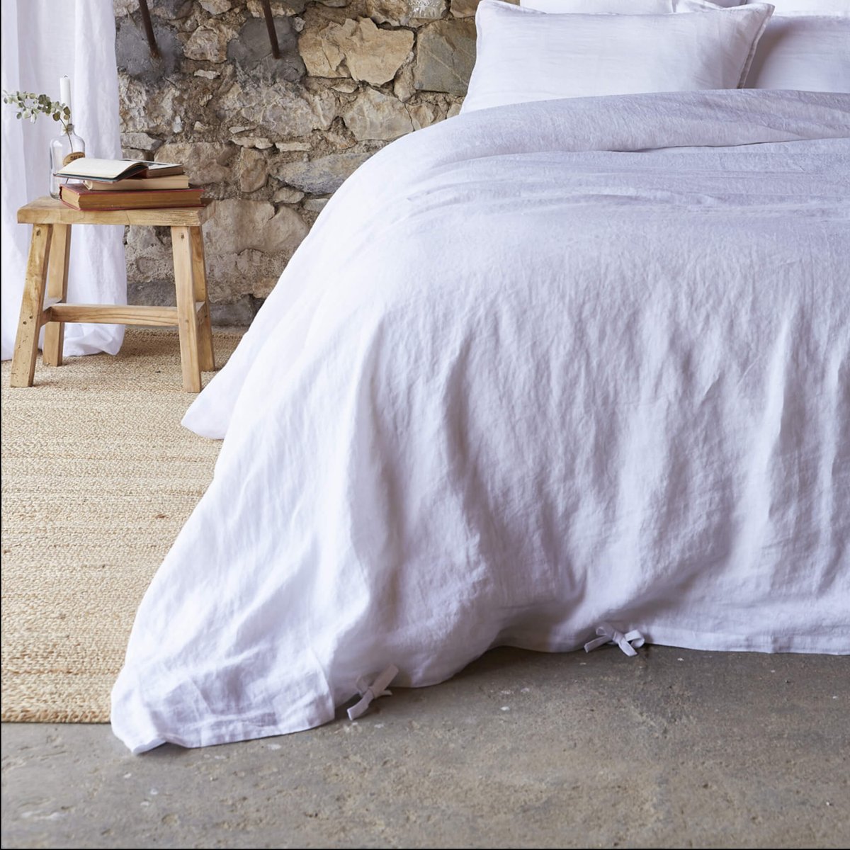 Housse de couette lin lavé blanc, TERRE DE NUIT