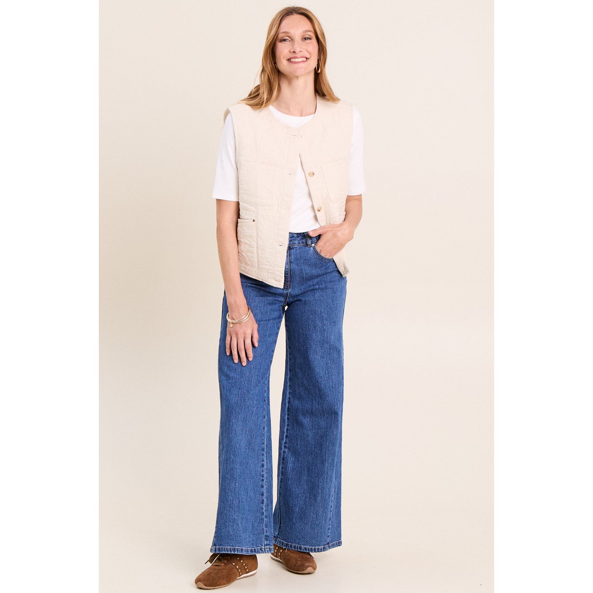 Gilet sans manches doublé coton ecru, BREAL