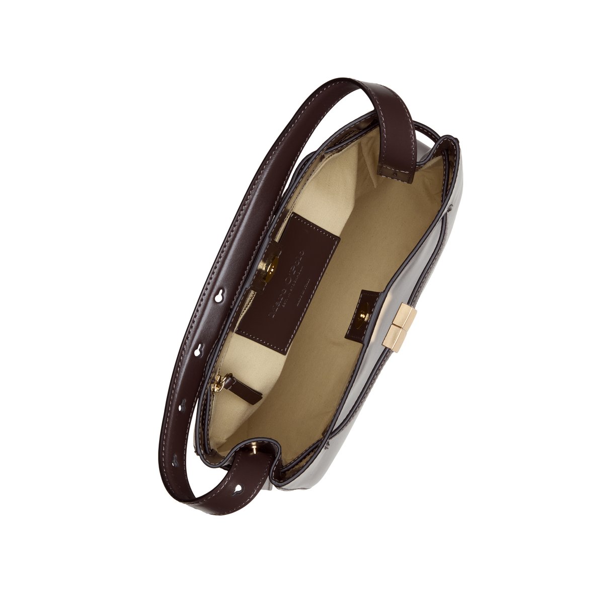 Hobo Bag moyen en cuir de vache noble marron foncé, MARC O'POLO