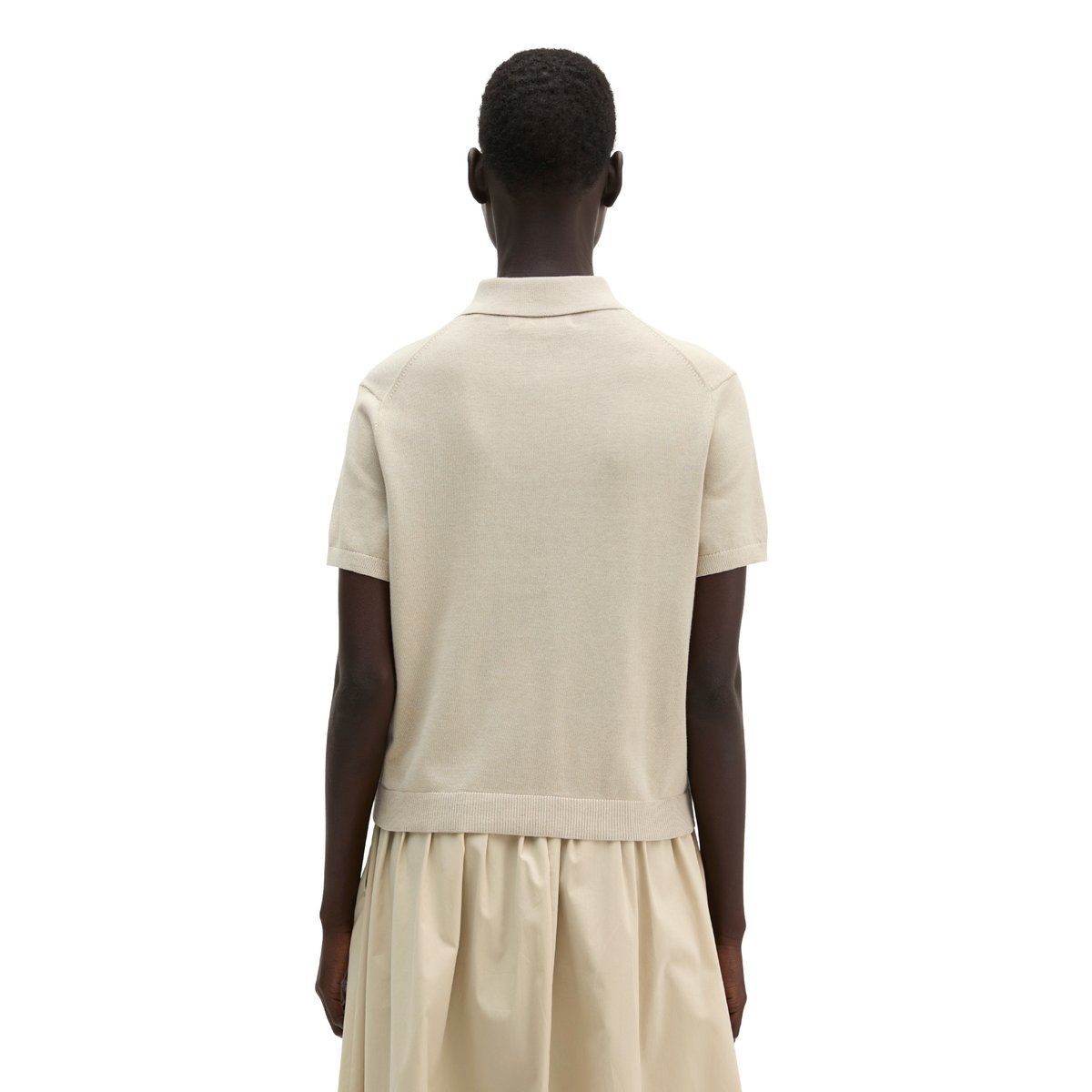 Cardigan style polo regular en fil de coton pur beige, MARC O'POLO