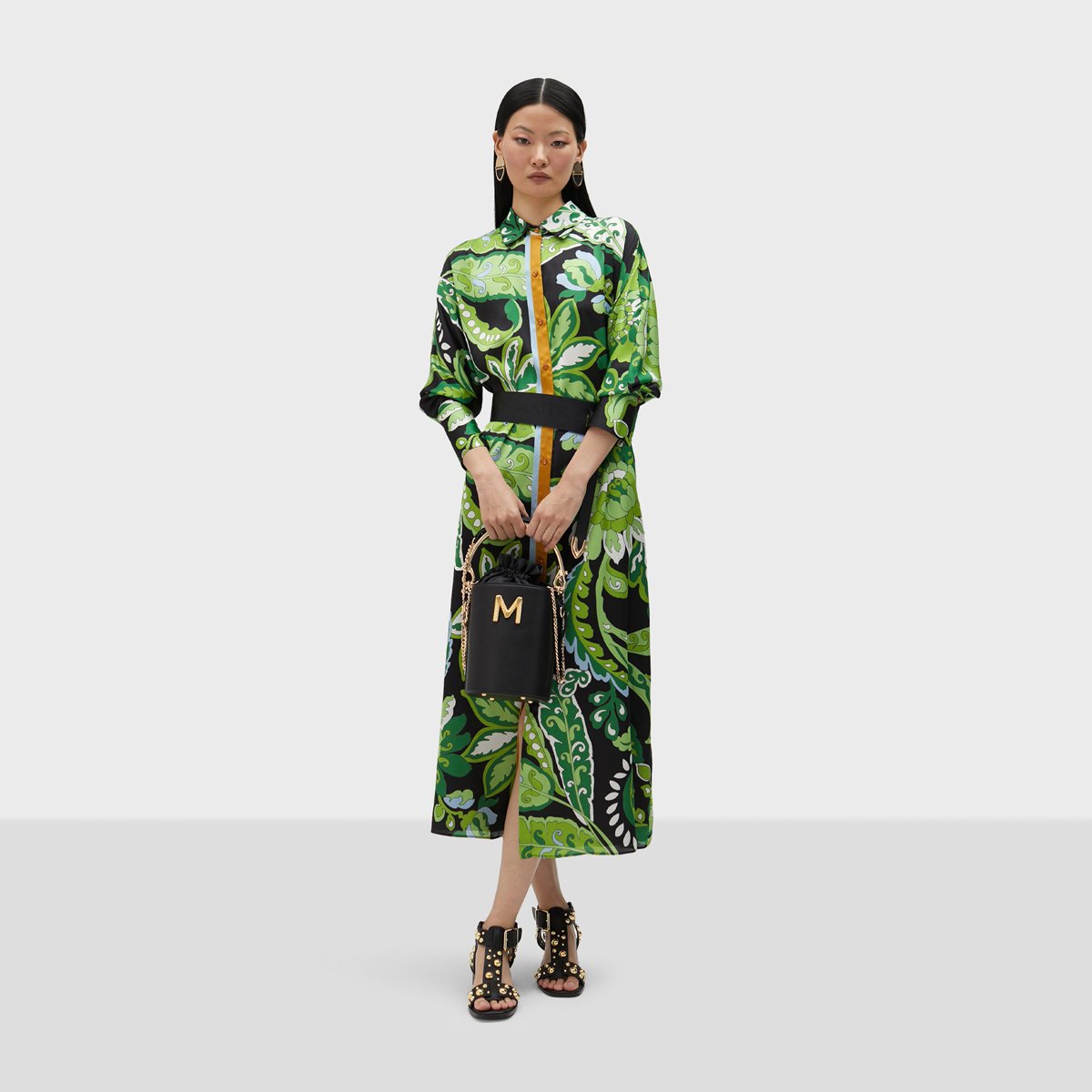 Robe chemise longue à boutons et manches longues noir, LOLA CASADEMUNT