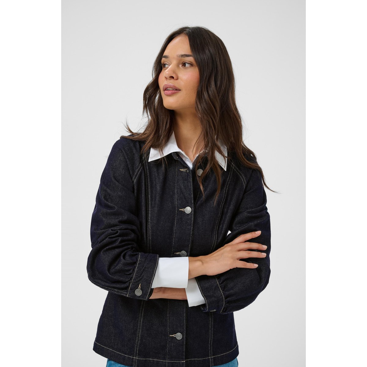 Chemise en jean bleu dark blue unwashed denim, KAFFE