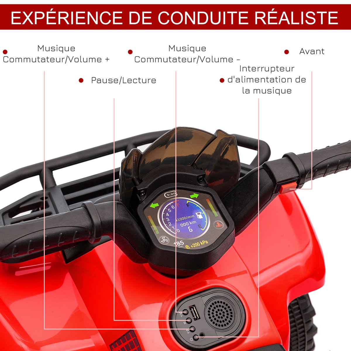 Voiture électrique à conducteur assis PP Rose rouge, HOMCOM