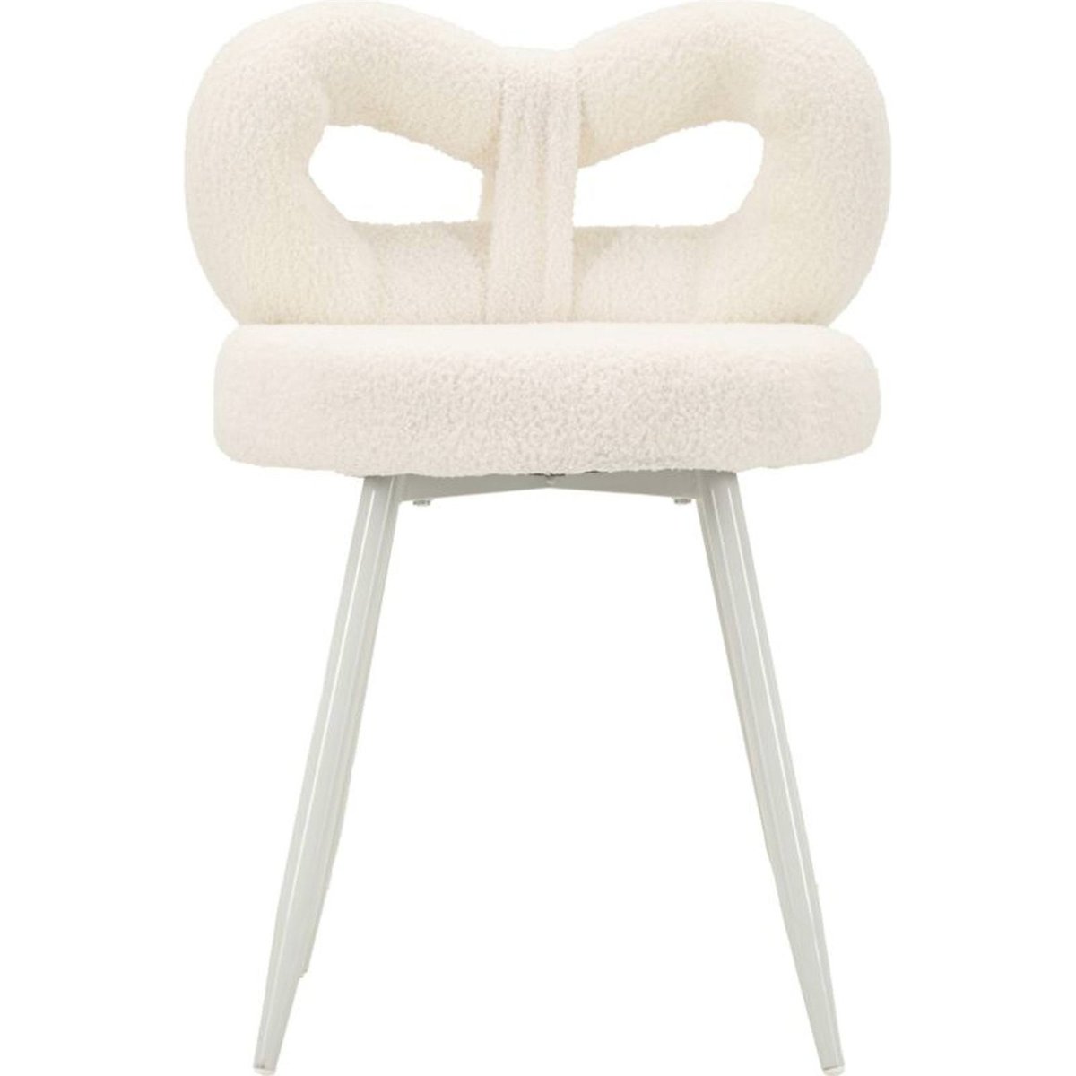 Mini chaise bouclette dossier enveloppant pieds blanc, RECOLLECTION