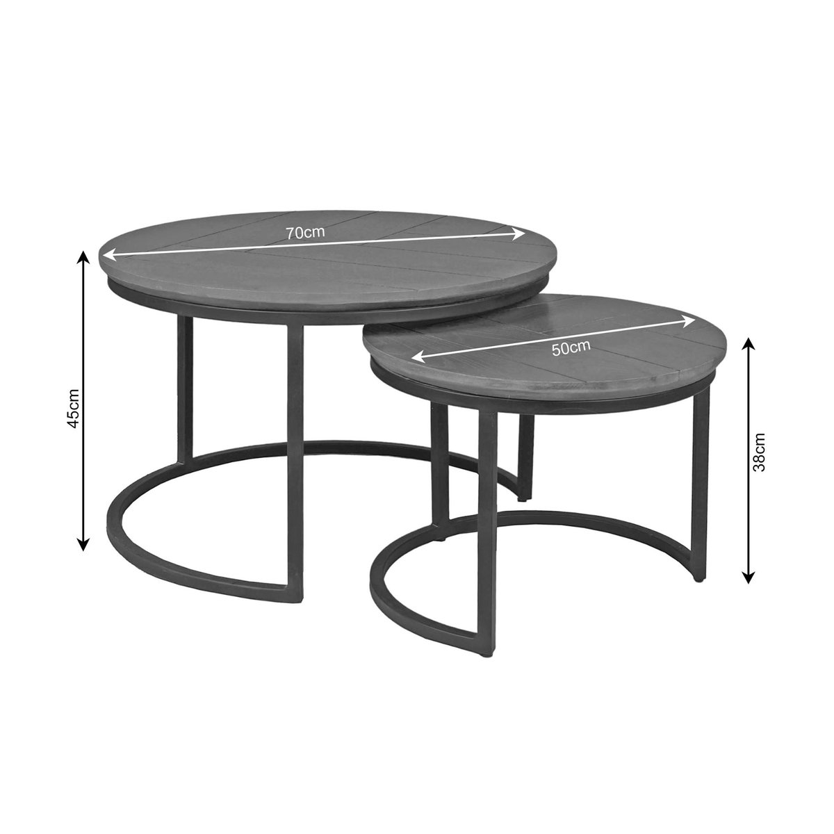 Table basse ronde gigogne en chêne brun (lot de 2) ALMA marron, PIER IMPORT
