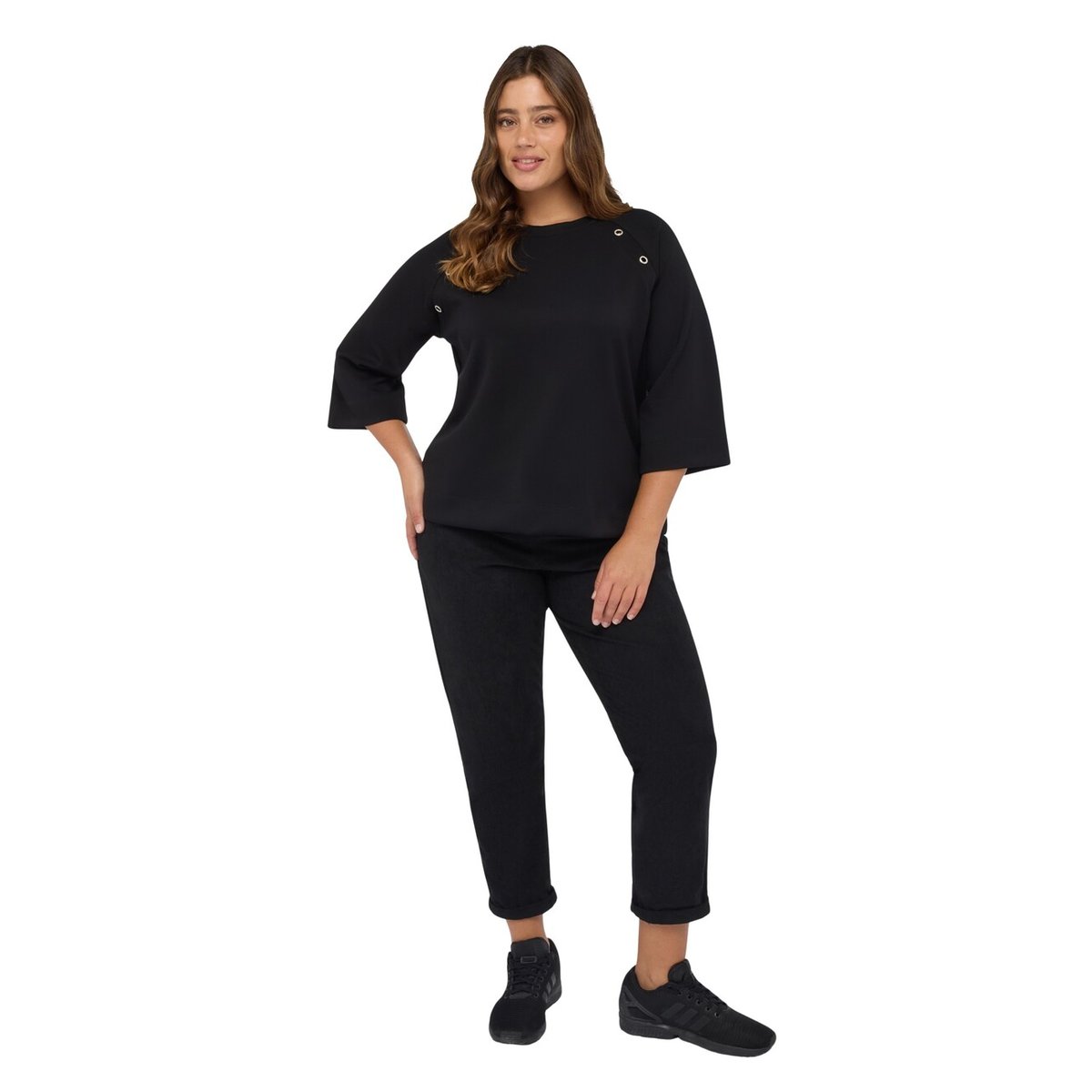 Pantalon Barrel en velours côtelé noir, FIORELLA RUBINO