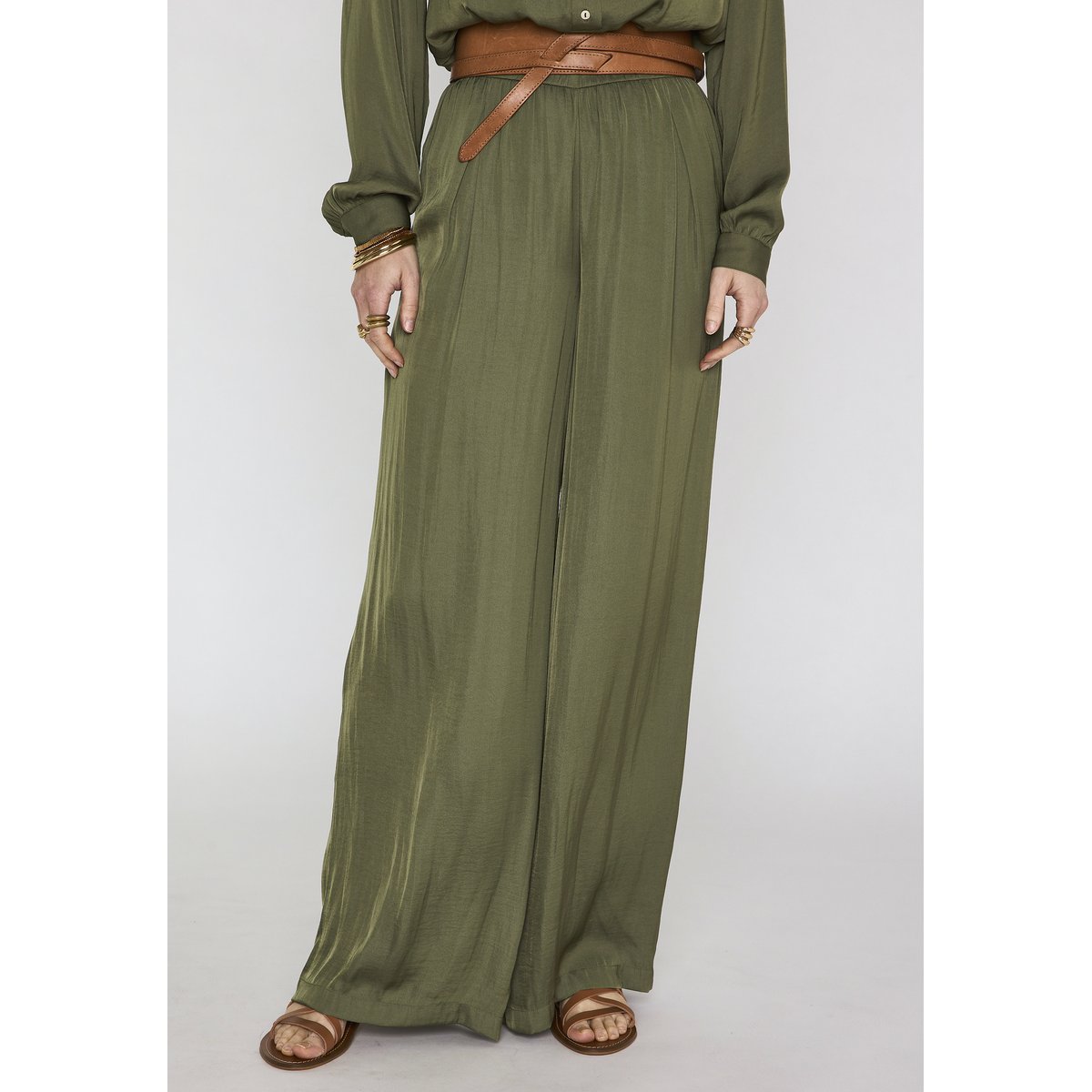 Pantalon fluide large TOBIAS kaki, Maison 123