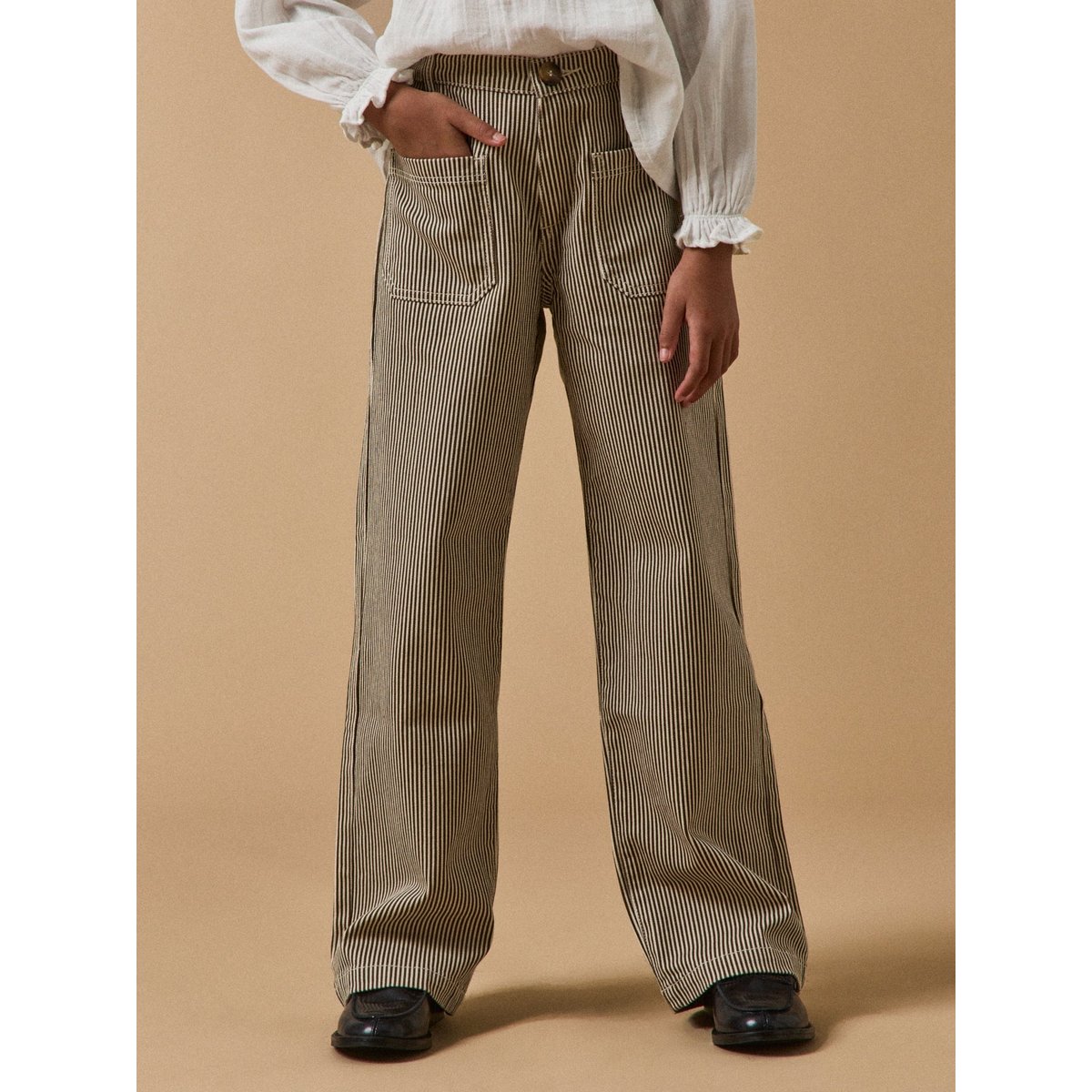 Pantalon droit rayé rayure marron, CYRILLUS