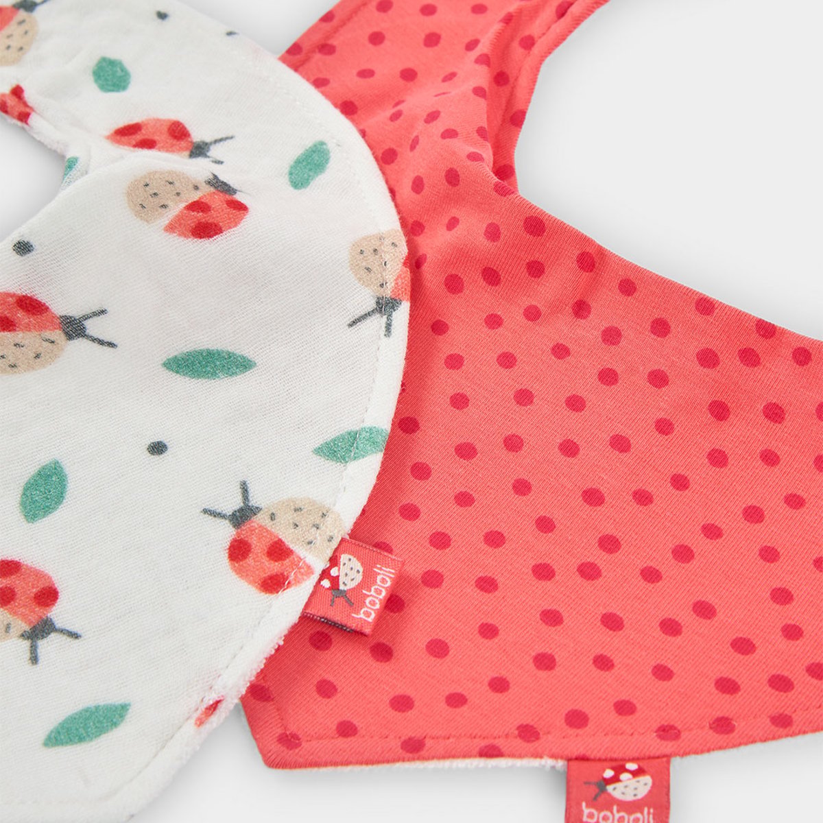 Pack de 2 bavoirs pour bébé en coton imprimé multicolore, BOBOLI