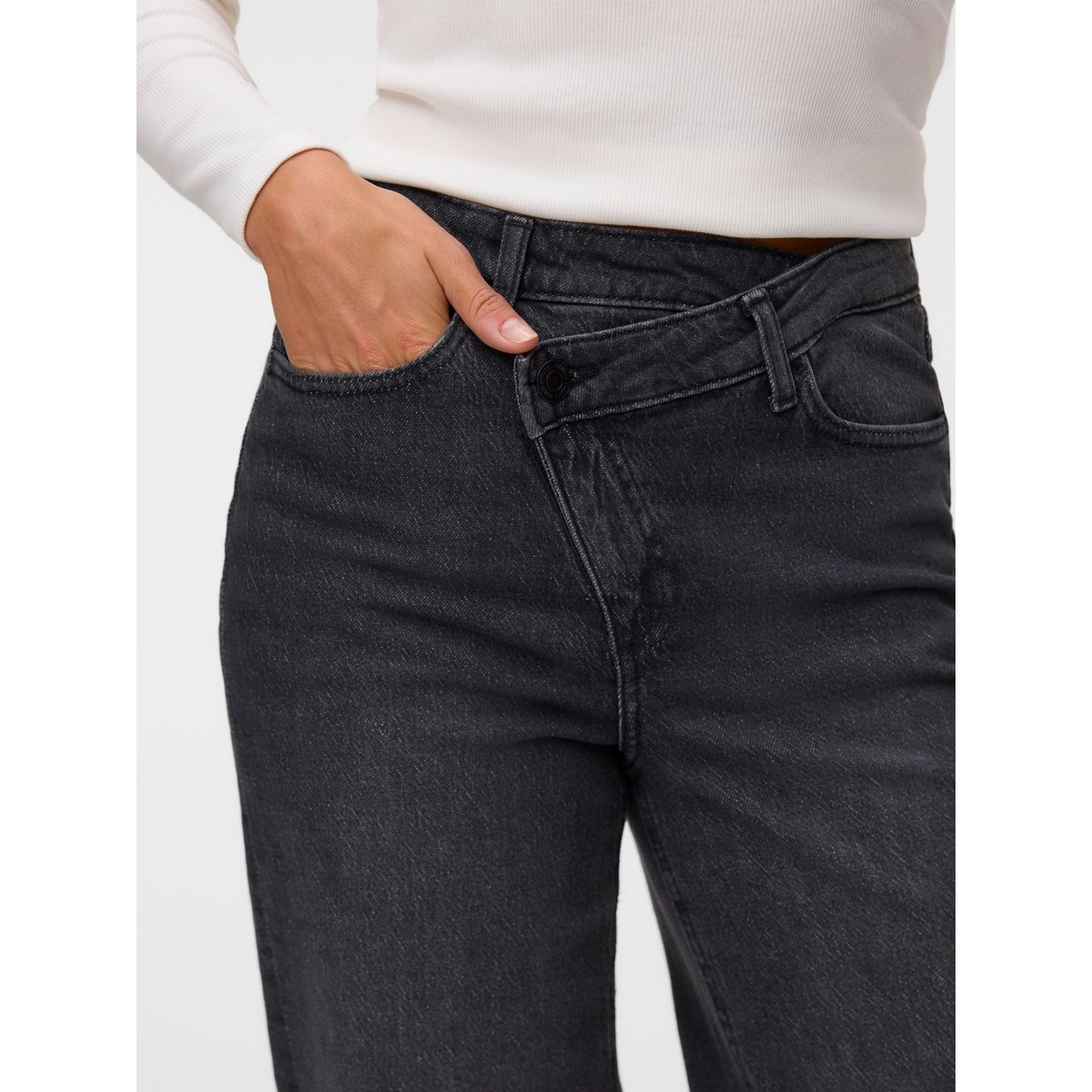 Jean À Coupe Large dark grey denim, VERO MODA