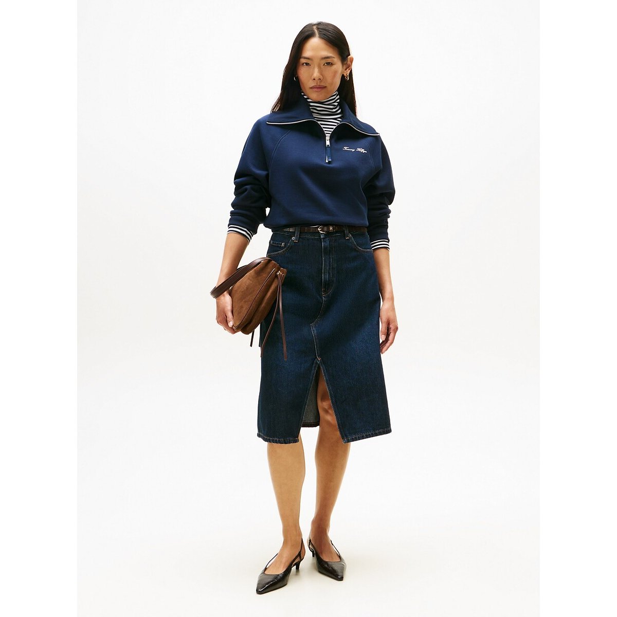 Sweat à col zippé marine, TOMMY HILFIGER