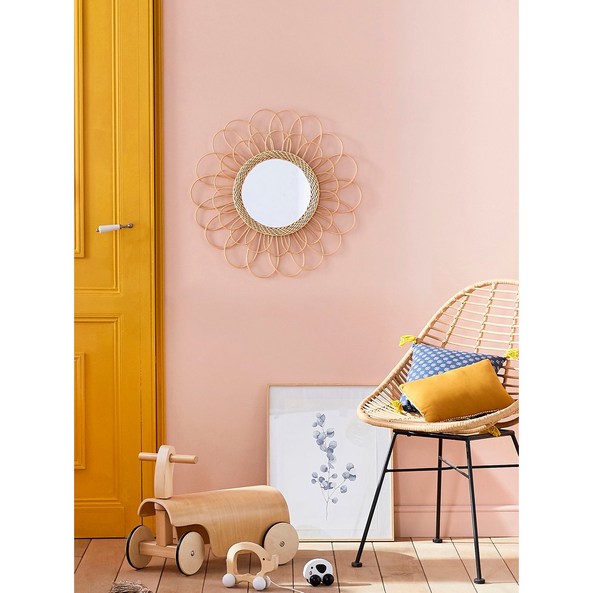 Miroir en rotin Hélios marron, VERTBAUDET