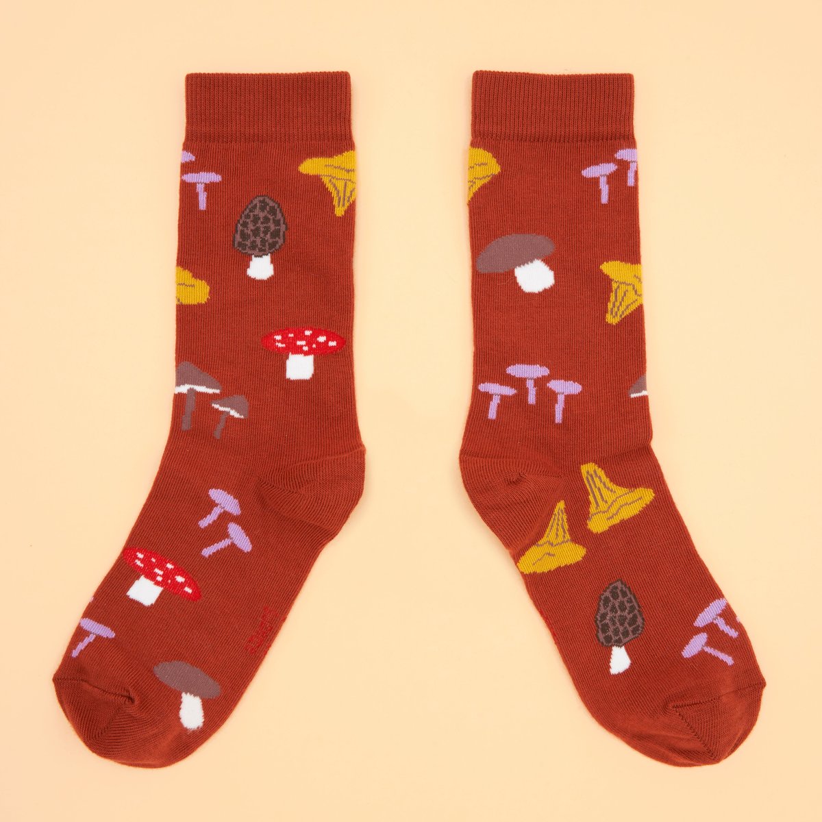 Chaussettes Cueillette Champignons brique, COUCOU SUZETTE