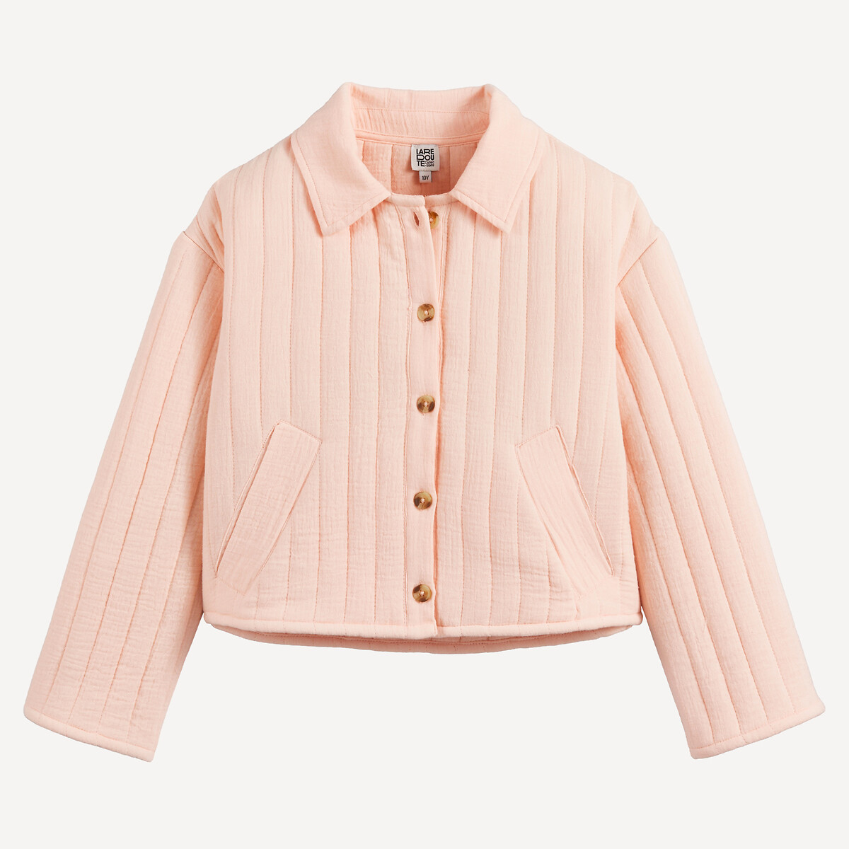 Veste matelassée et boutonnée, en gaze de coton rose, LA REDOUTE COLLECTIONS