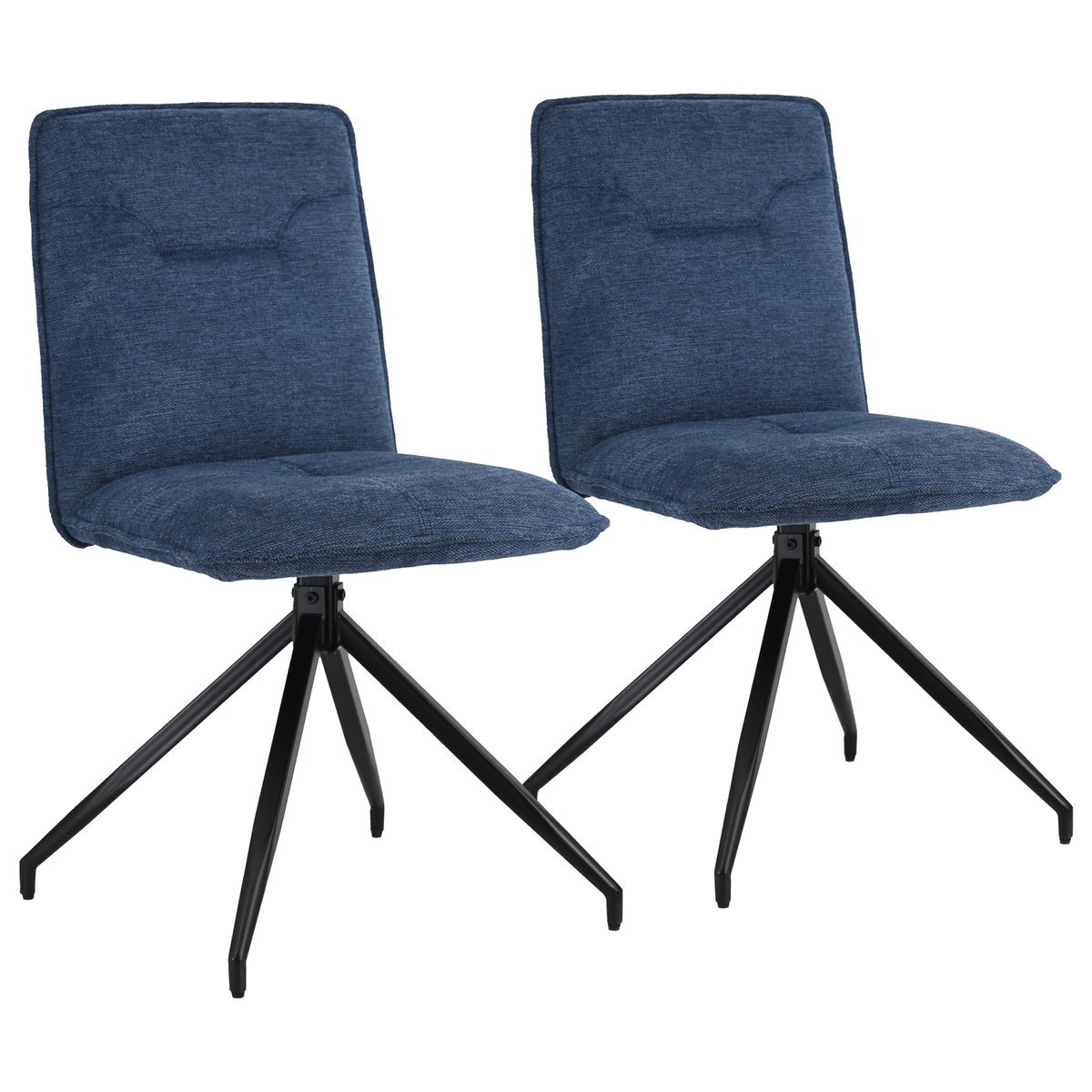 Lot de 2 chaises en tissu bleu, AREN bleu, noir, HAPPY GARDEN