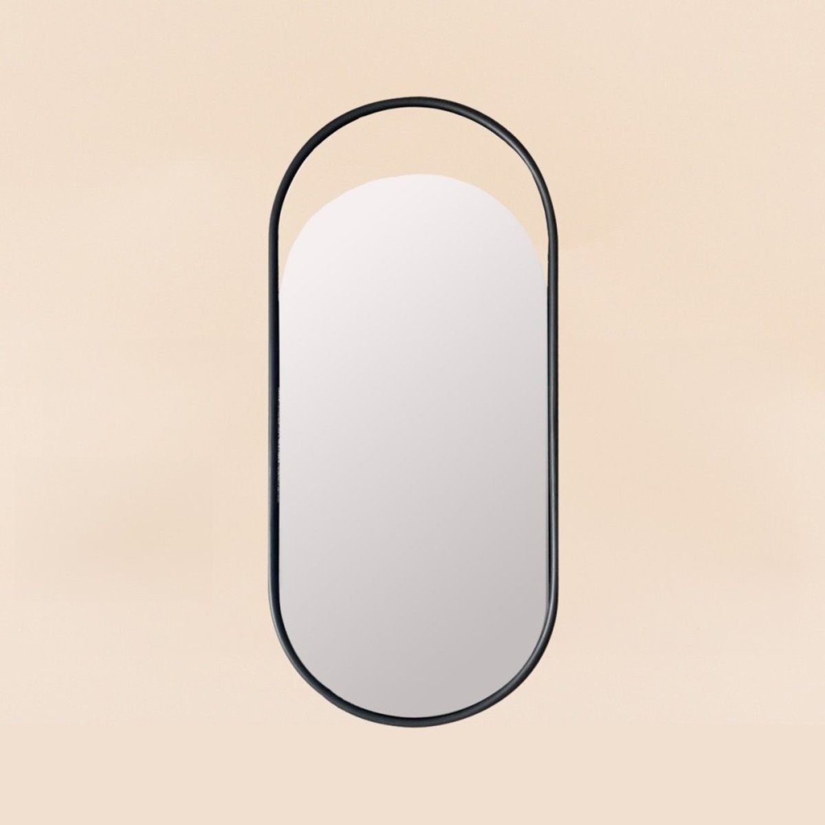 Miroir ovale métal noir 50x22cm noir, ORNAMI