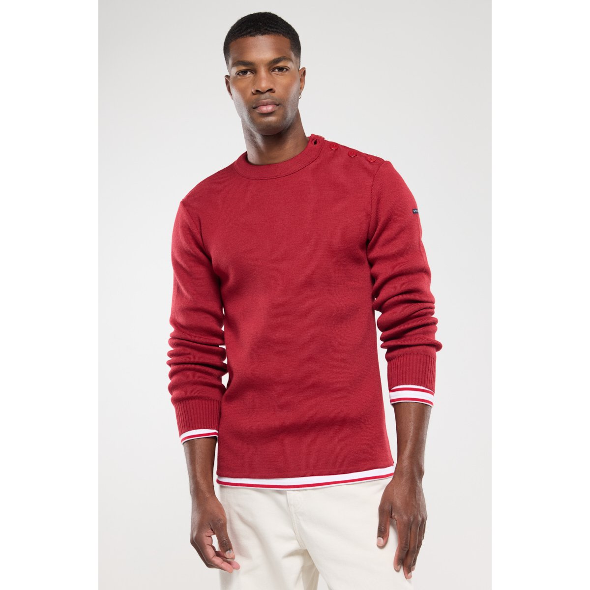 Pull marin uni Fouesnant - laine piment, ARMOR-LUX