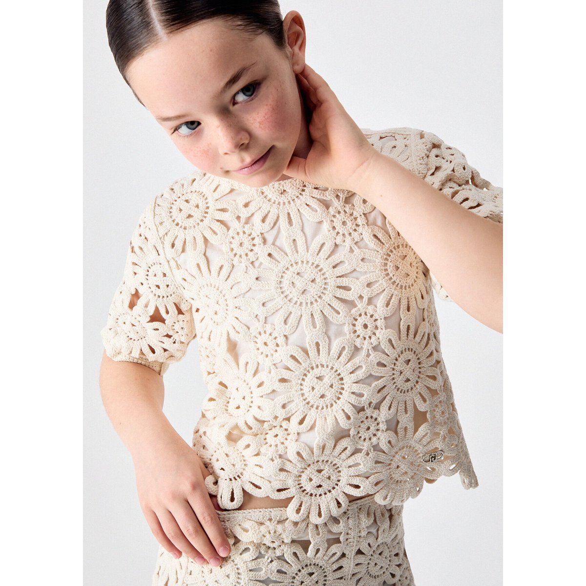 Top en macramé beige, LIU JO