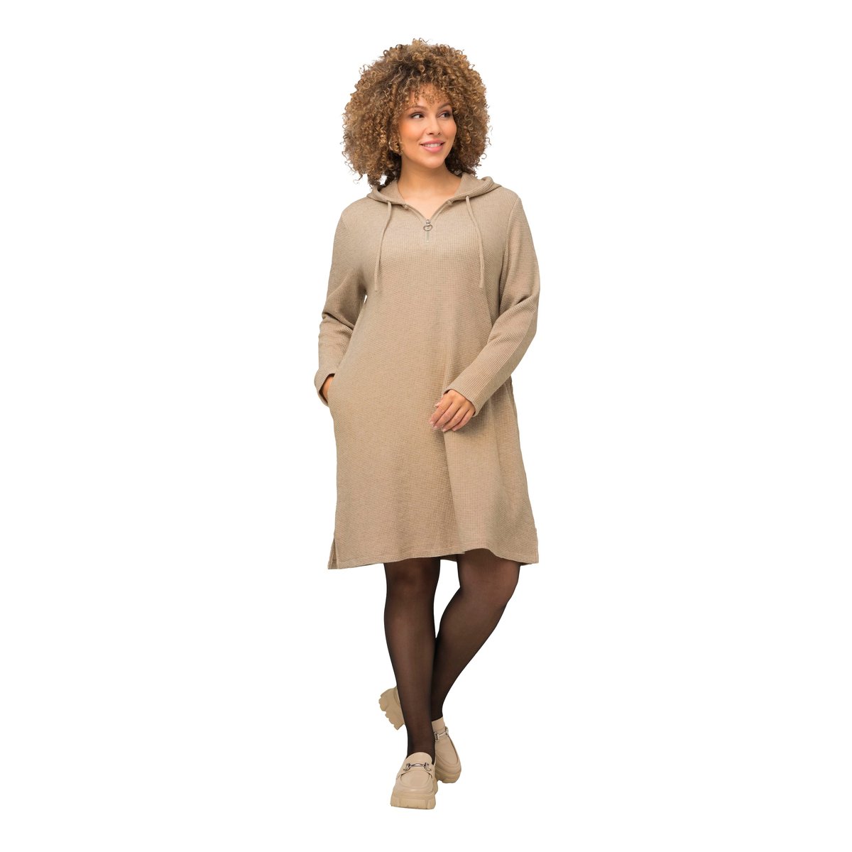 Robe midi en molleton mastic, ULLA POPKEN