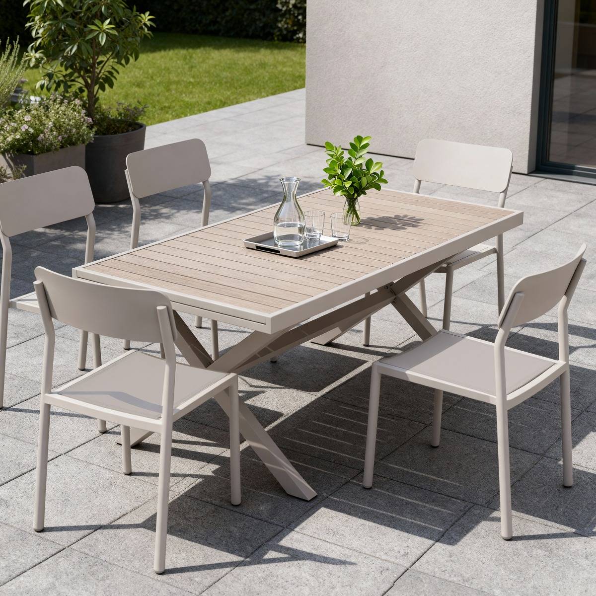 Table de jardin en aluminium AYDEN marron, MADE IN MEUBLES