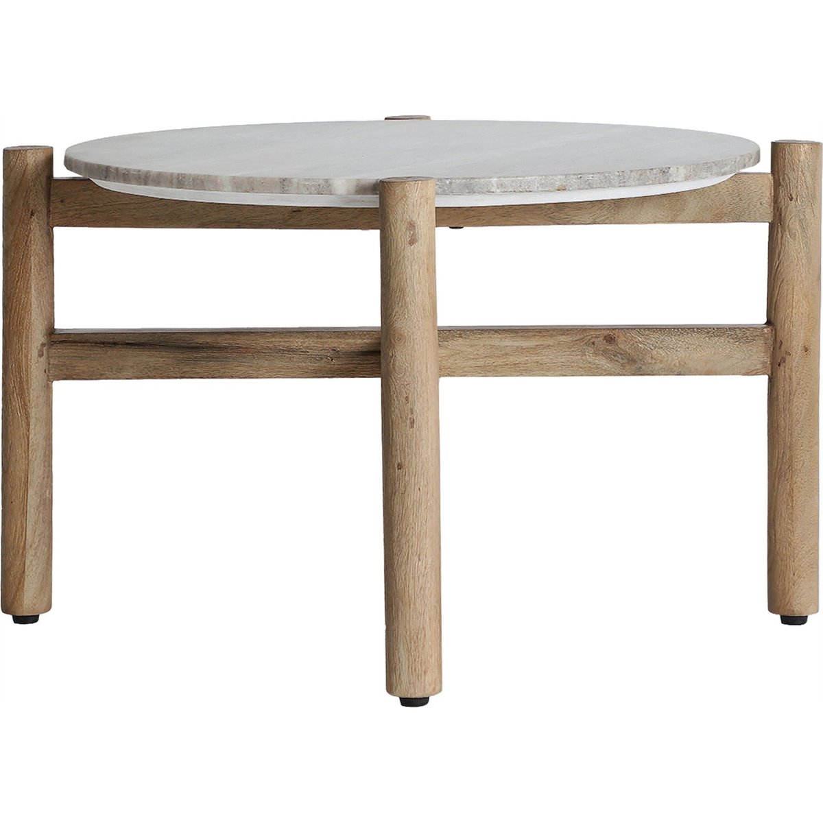 Table basse ronde en marbre et manguier gris marbre et bois manguier brun, RECOLLECTION