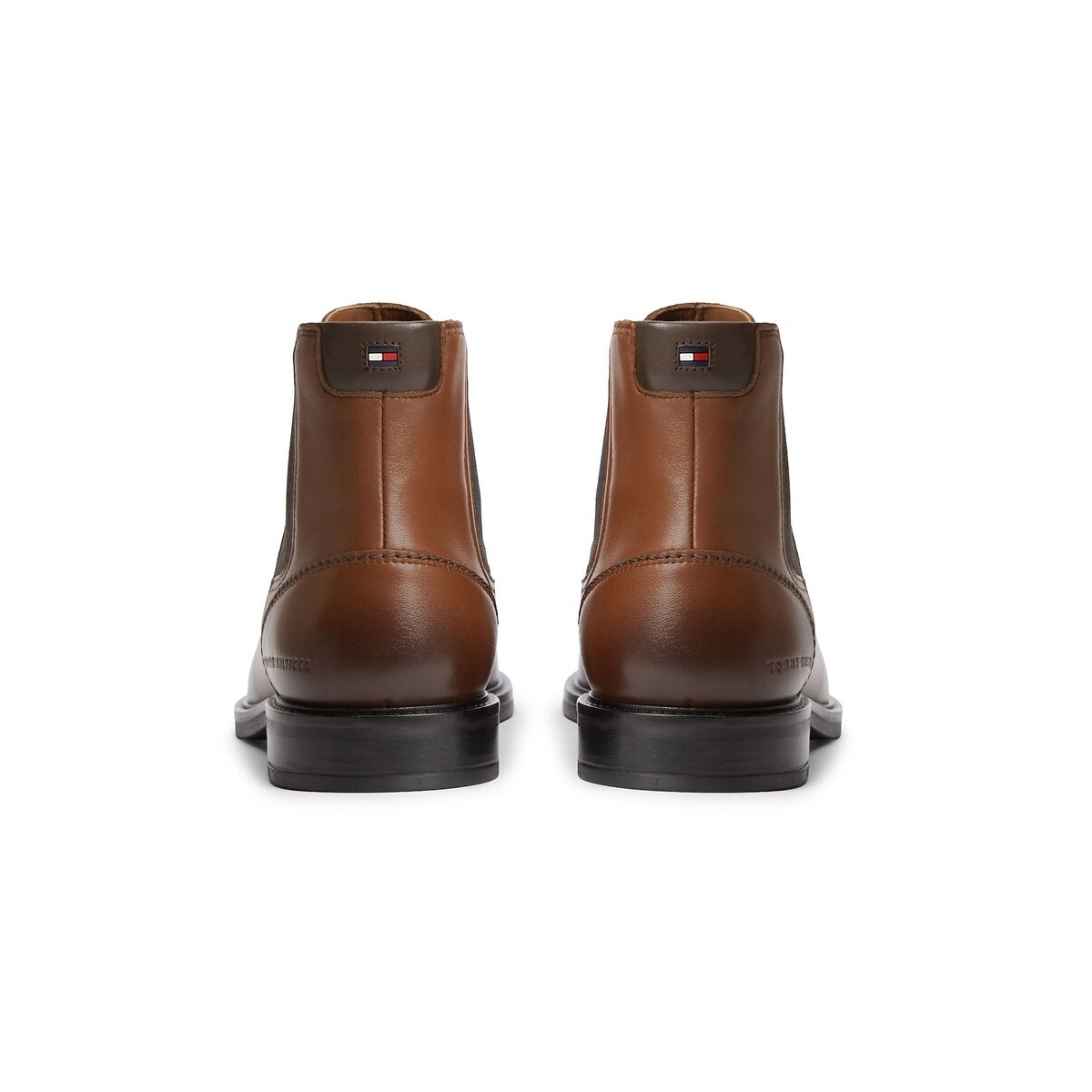 Bottines chelsea en cuir cognac, TOMMY HILFIGER