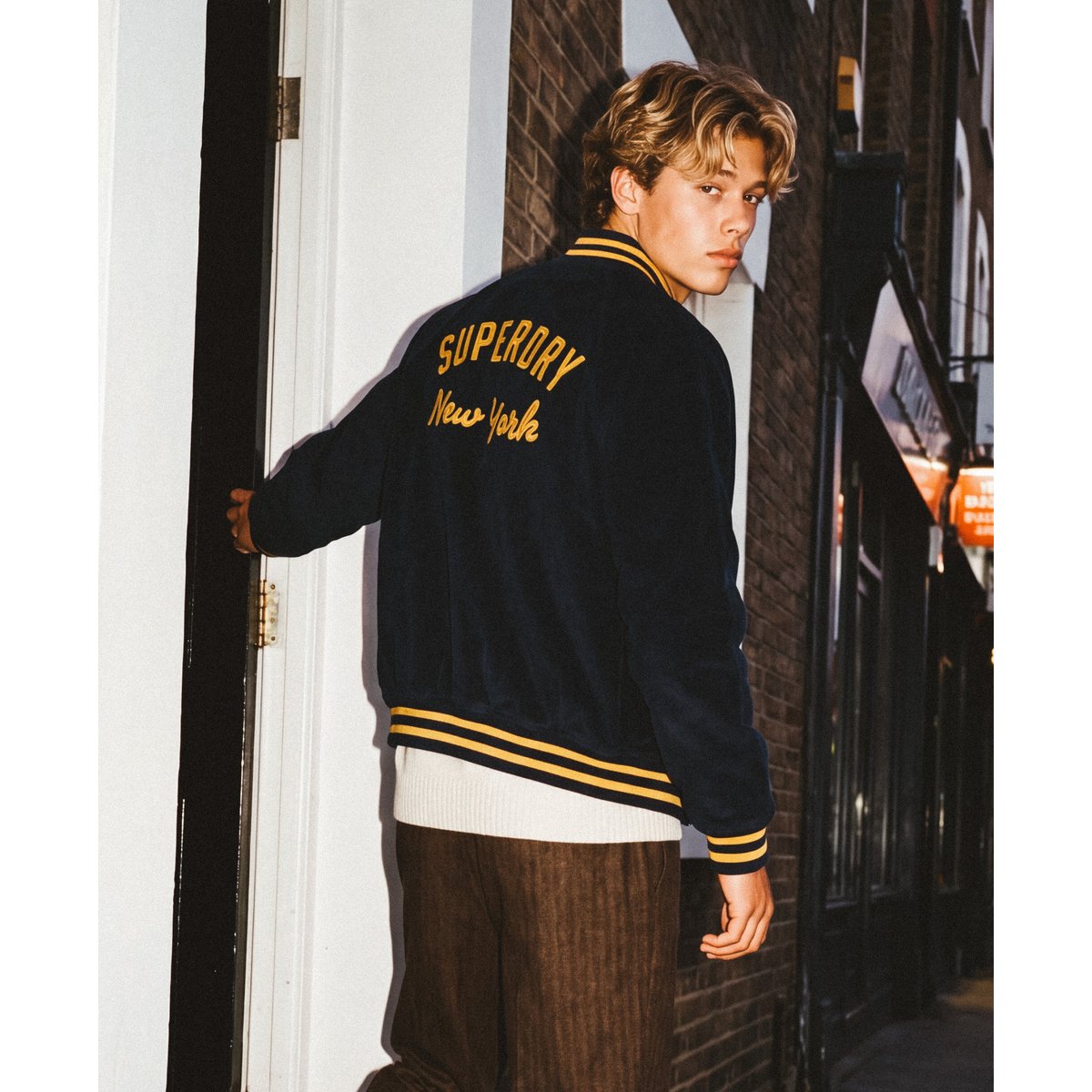 Veste Bomber Varsity en Velours Côtelé Coupe Décontractée bleu marine standard, SUPERDRY